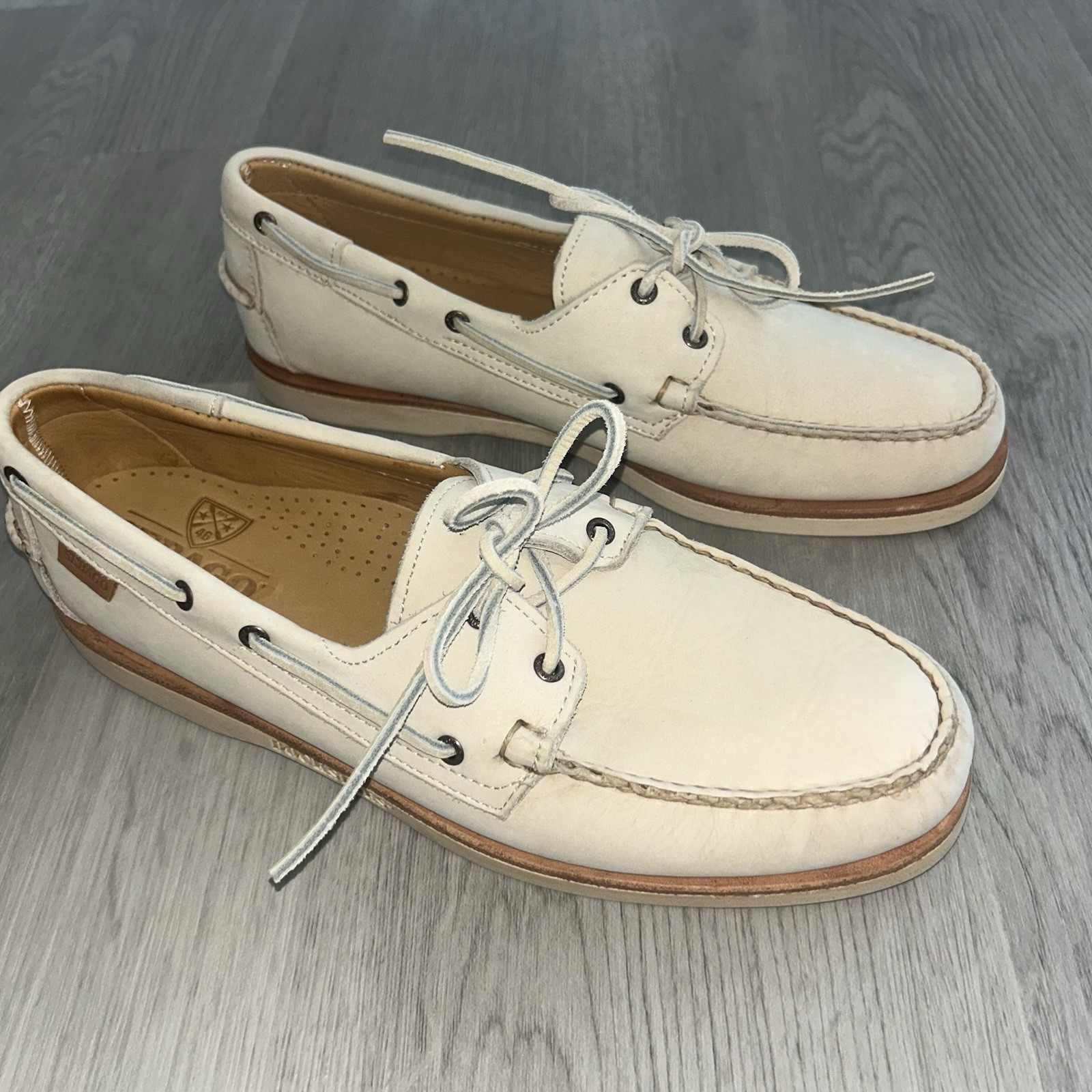 Sebago Crest Docksides Men’s 11 M Cream Leather Boat Shoes