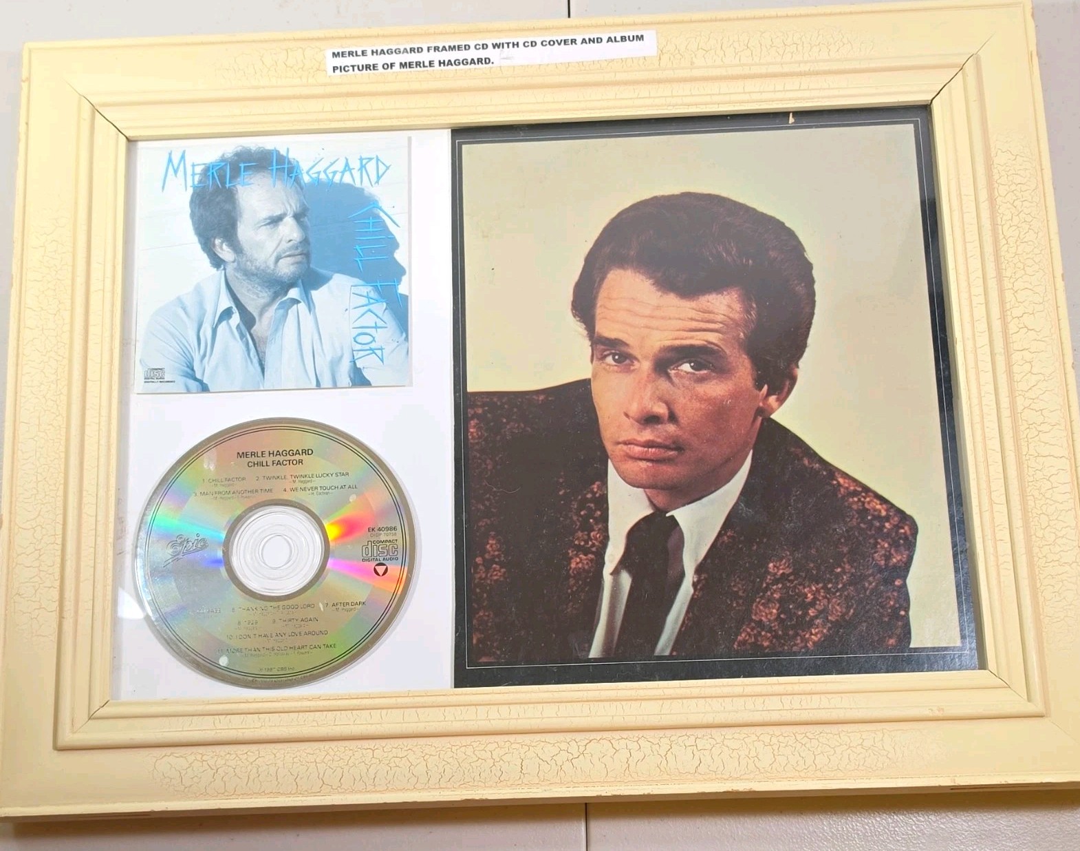Merle Haggard Chill Factor CD Album 1987 Epic EK 40986 Framed Display