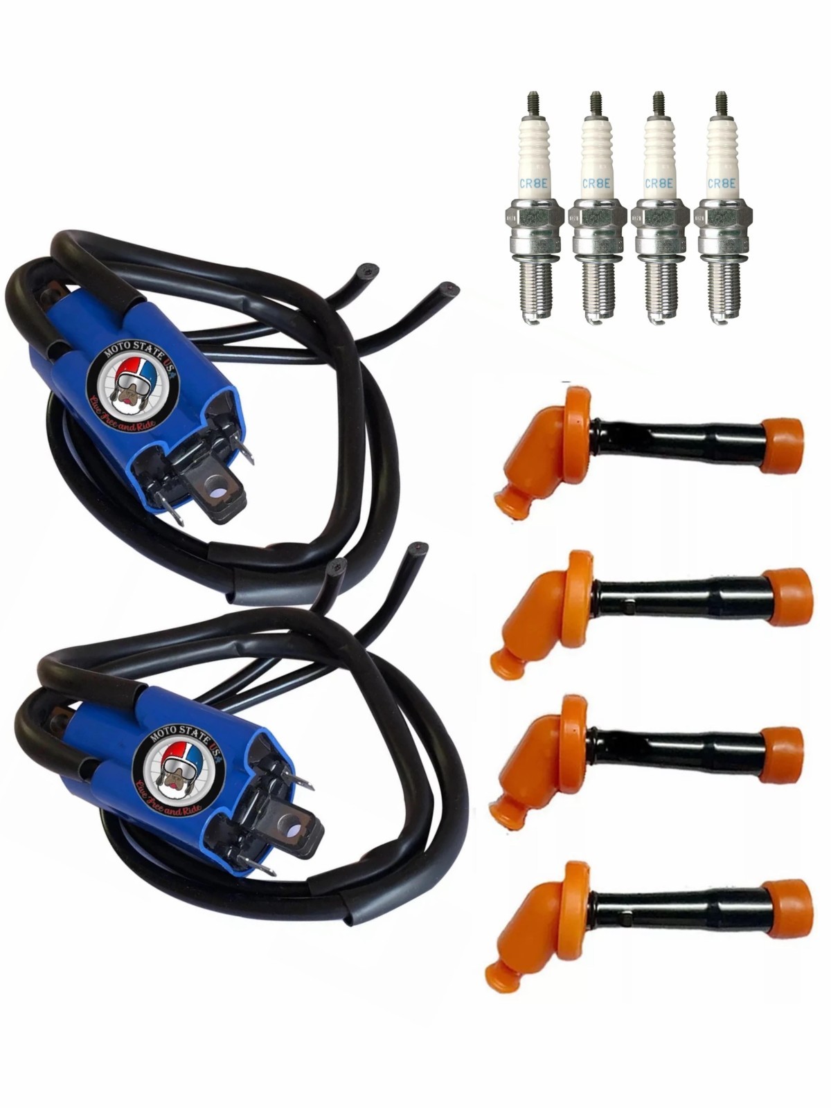 2x Ignition Coil + Spark Plug Set For Yamaha FZR1000 (1987 1988)
