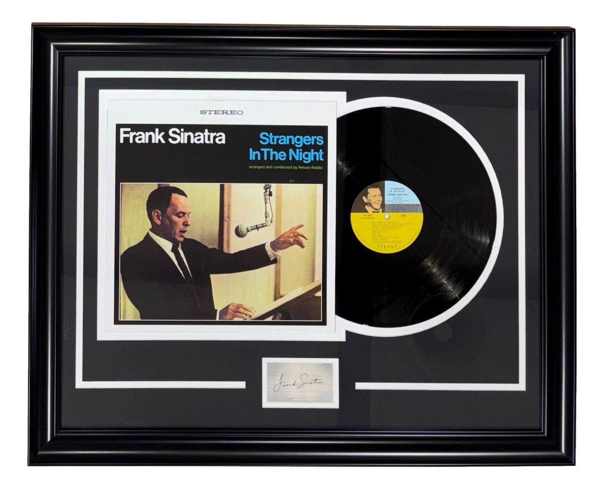 Frank Sinatra Framed Strangers In The Night Vinyl Record w/ Laser Engrave Auto