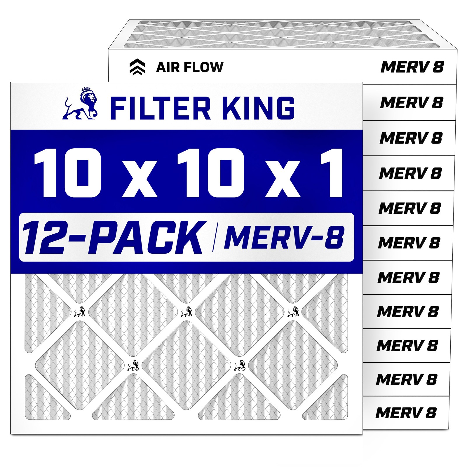 Filter King 10x10x1 Air Filter MERV 8, AC Furnace Filters (12-Pack) Filter King 10x10x1 Air Filter MERV 8, AC Furnace Filters (12-Pack)