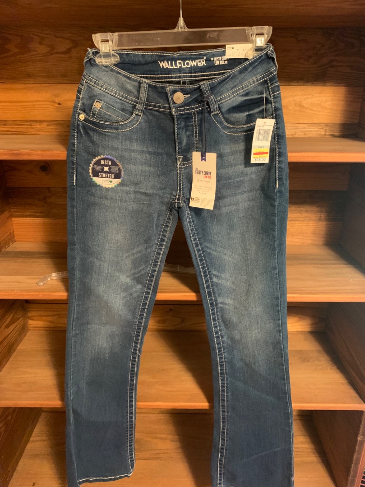 WallFlower Feisty Curvy Low Rise Slim Flare Blue Denim Women Size 0/24 Stretch