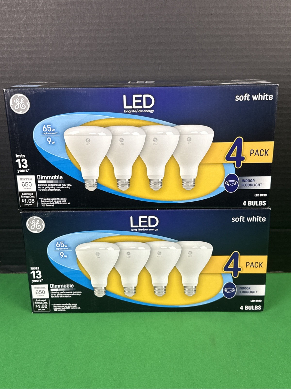 2 PK GE Soft White 65W Replacement LED Light Bulb Indoor Floodlight BR30 4 Ct EA