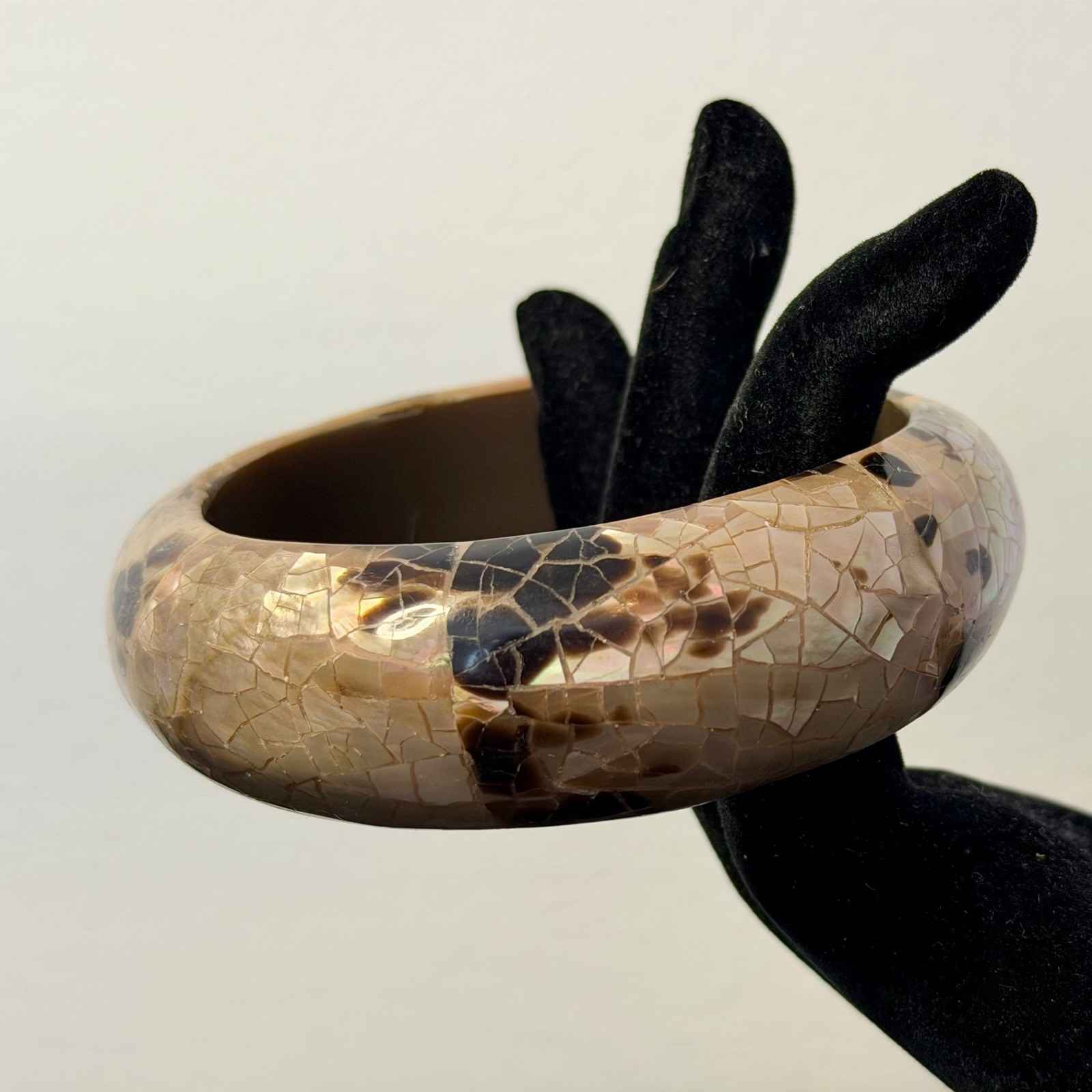 Gerda Lynggaard MONIES Oyster Shell MOP Hand Crafted Vintage Bangle Bracelet