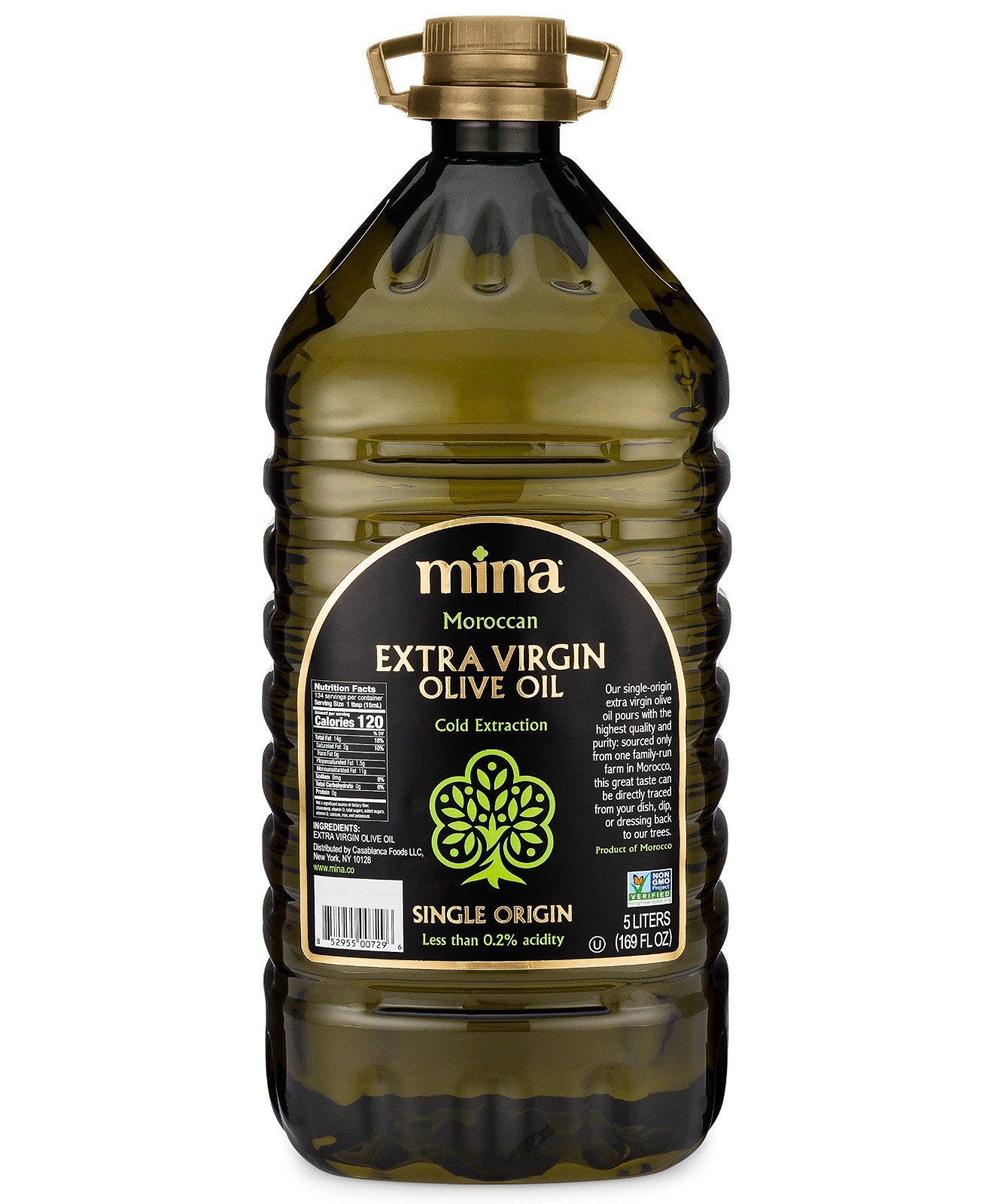 5 L Mina Moroccan Olive Oil Extra Virgin, Single Origin Extra Virgin Olive Oil.