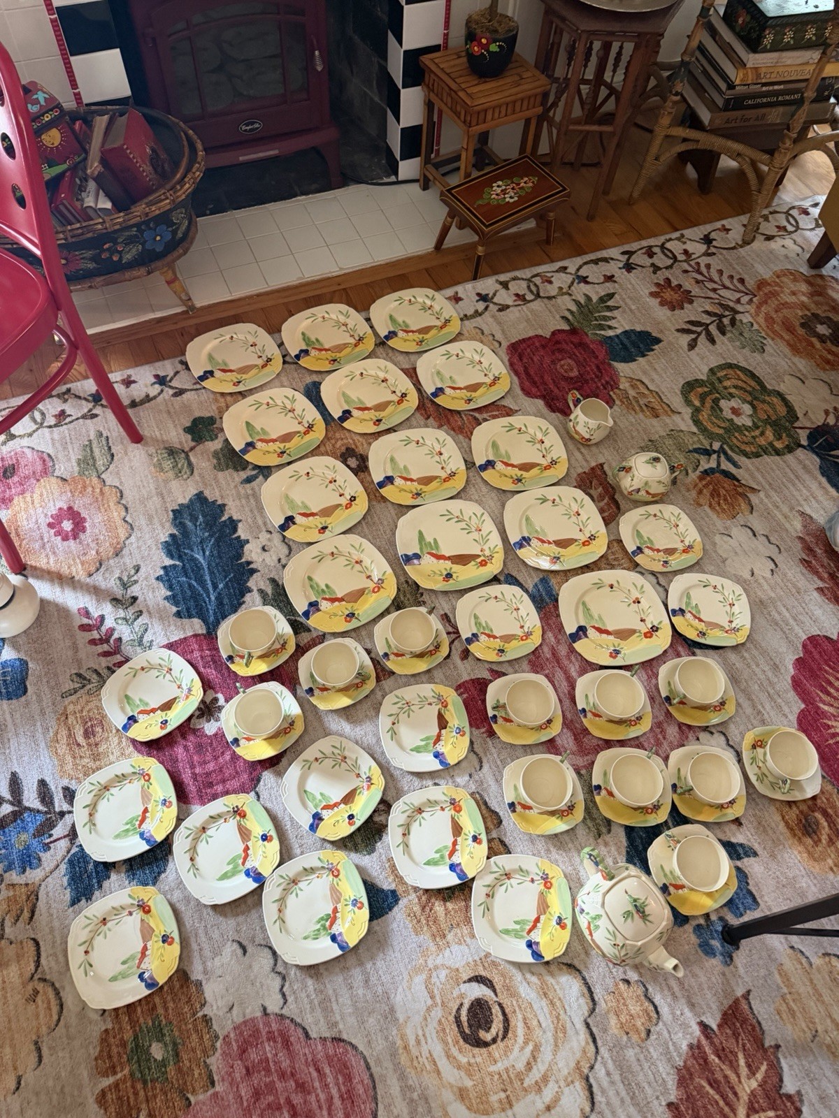 Antique W.H. Grindley England Art Deco Hand Painted Cottage China Set 50 piece Antique W.H. Grindley England Art Deco Hand Painted Cottage China Set 50 piece