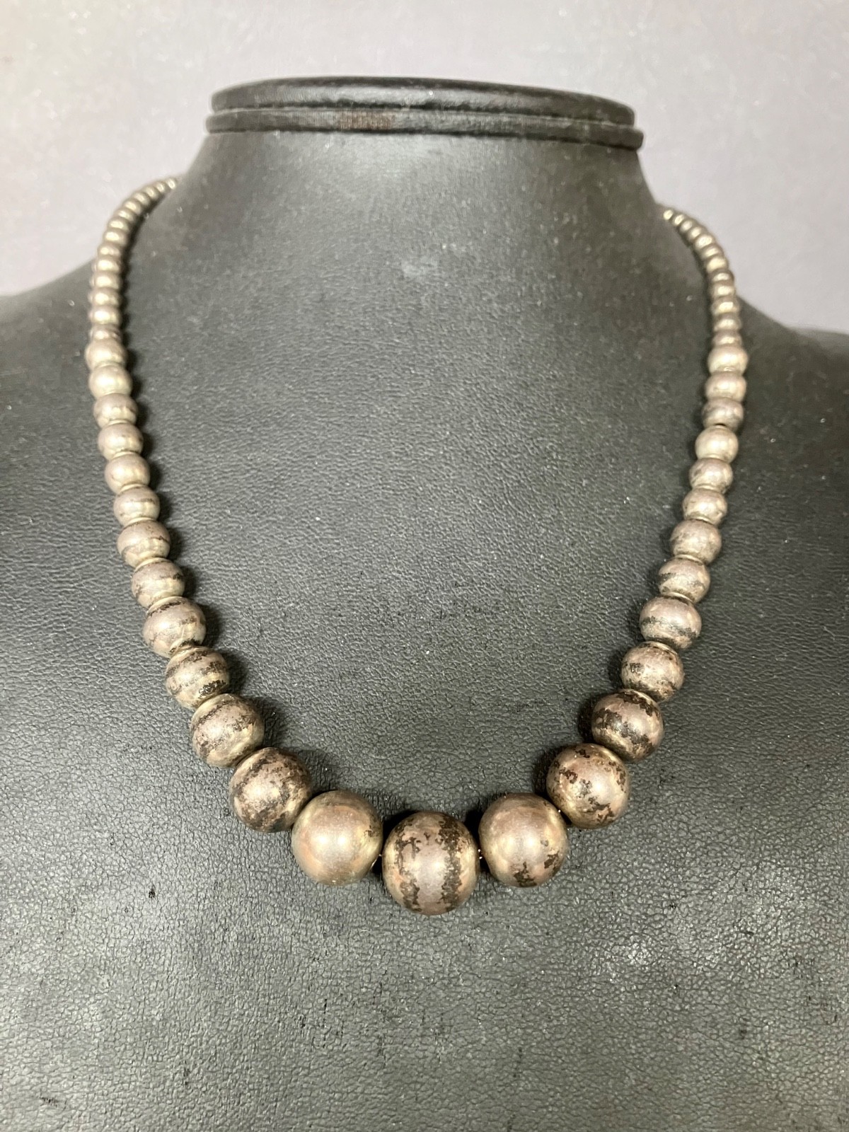 Vintage Graduated Bead Ball Necklace Marked IL