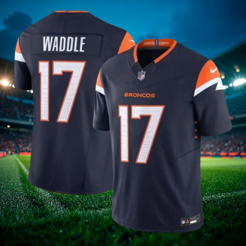 Jaylen Waddle #17 Broncos Navy 2026 Vapor Limited Stitched Jersey ALL SIZES Jaylen Waddle #17 Broncos Navy 2026 Vapor Limited Stitched Jersey ALL SIZES