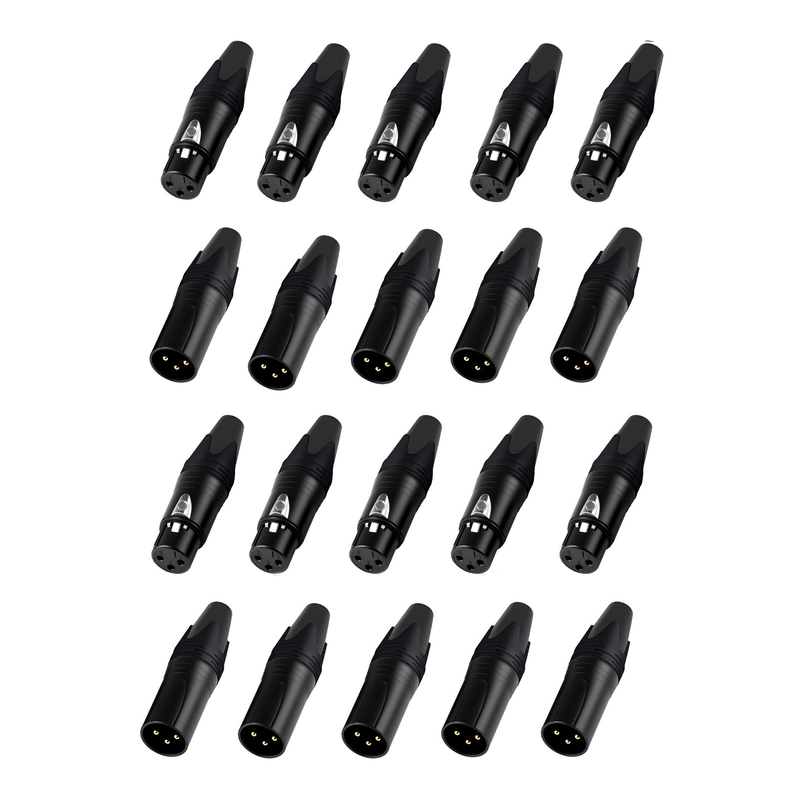 20pc XLR 3Pin Connector Set (10 Pair) Male & Female Solder Type Mic DMX Plug DIY 20pc XLR 3Pin Connector Set (10 Pair) Male & Female Solder Type Mic DMX Plug DIY