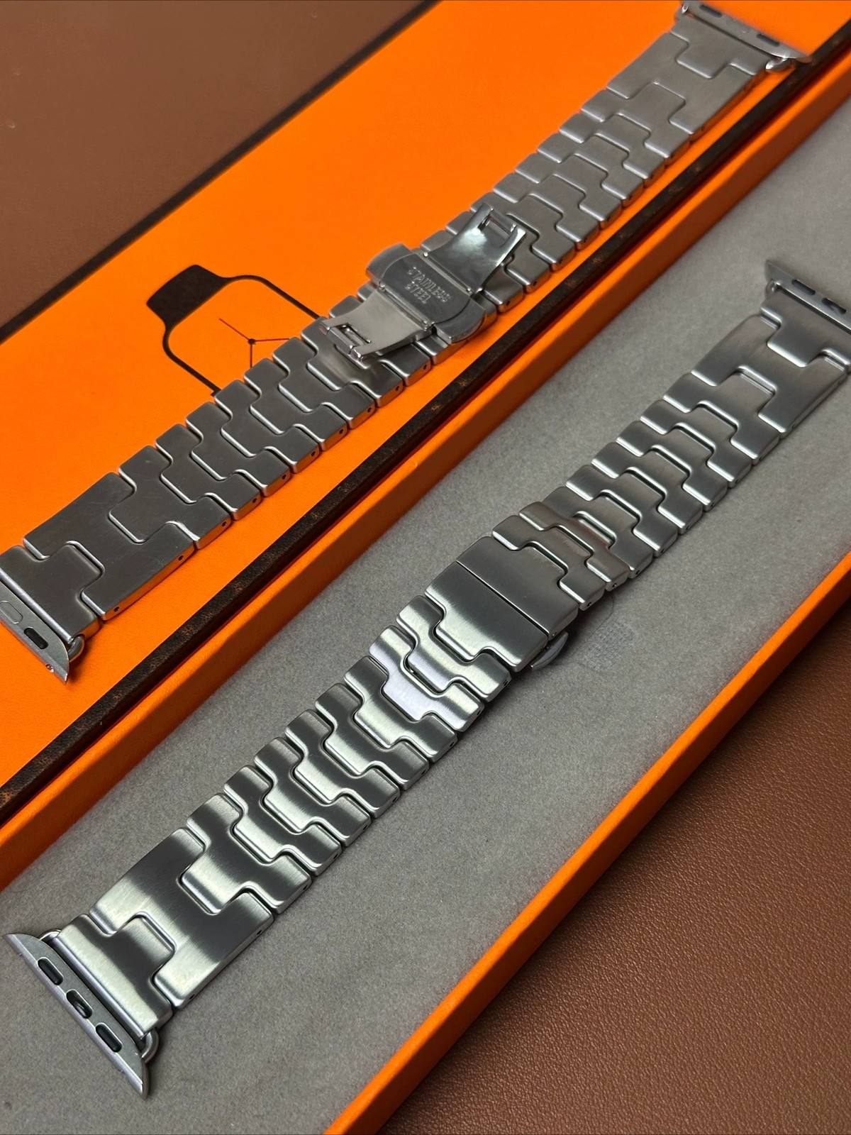 Watch Hermes Style Satine Grand H Band For Apple Watch Series Ultra 1/2/3 49mm