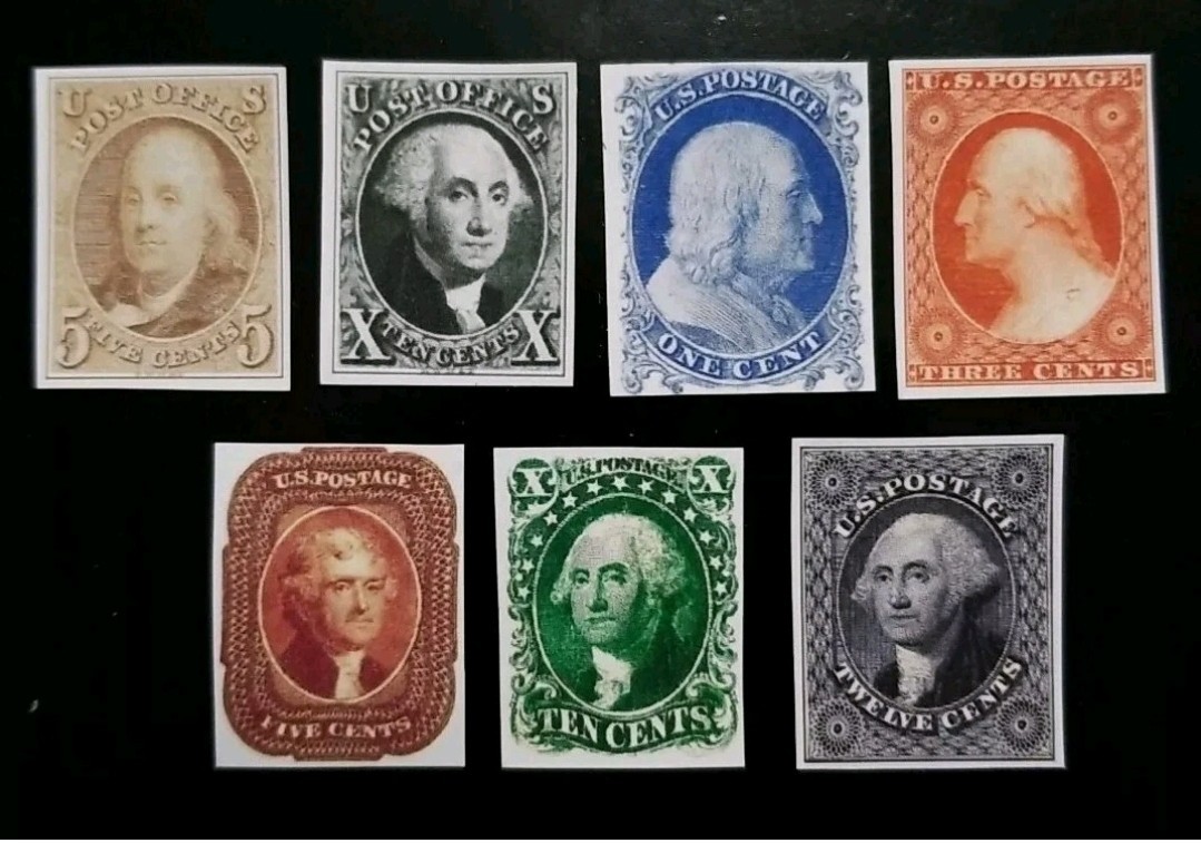 US Scott #1-17 1847-57 Early Imperforate Stamp Replica Set US Scott #1-17 1847-57 Early Imperforate Stamp Replica Set
