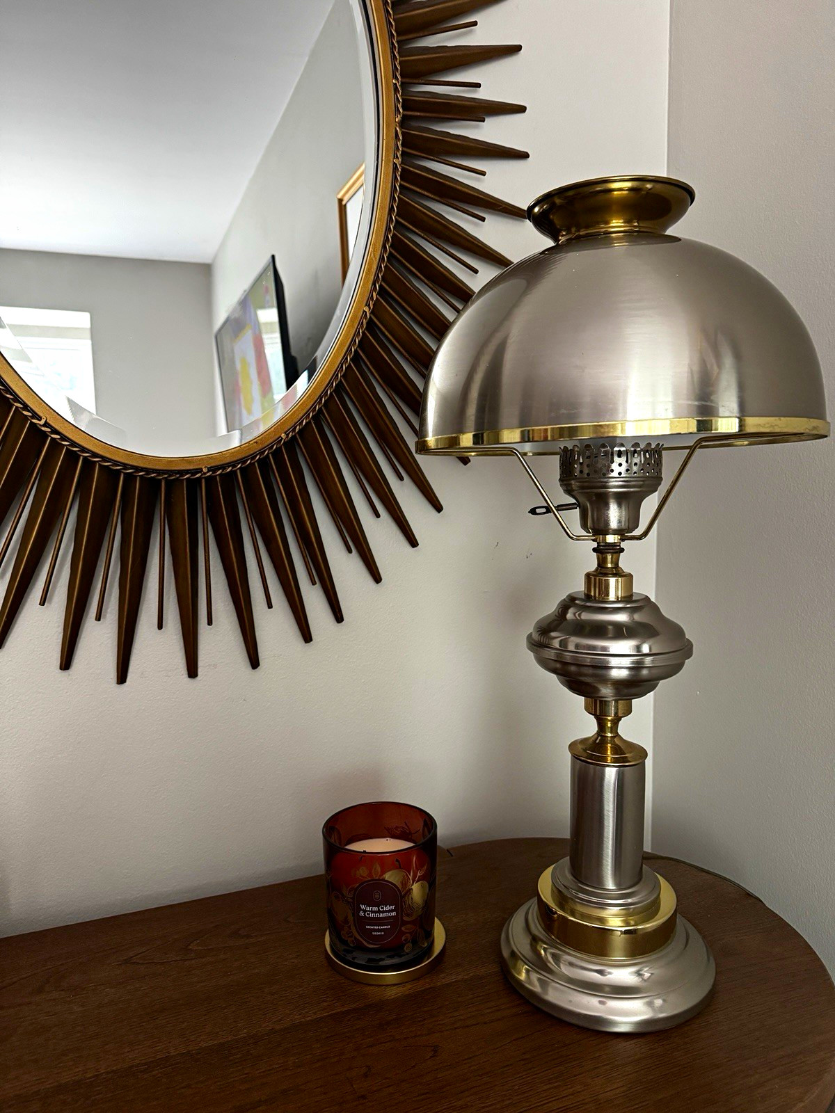Pair Vtg 1970s Thomas Industries Brass Steel Mushroom Dome Table Lamps MCM Space