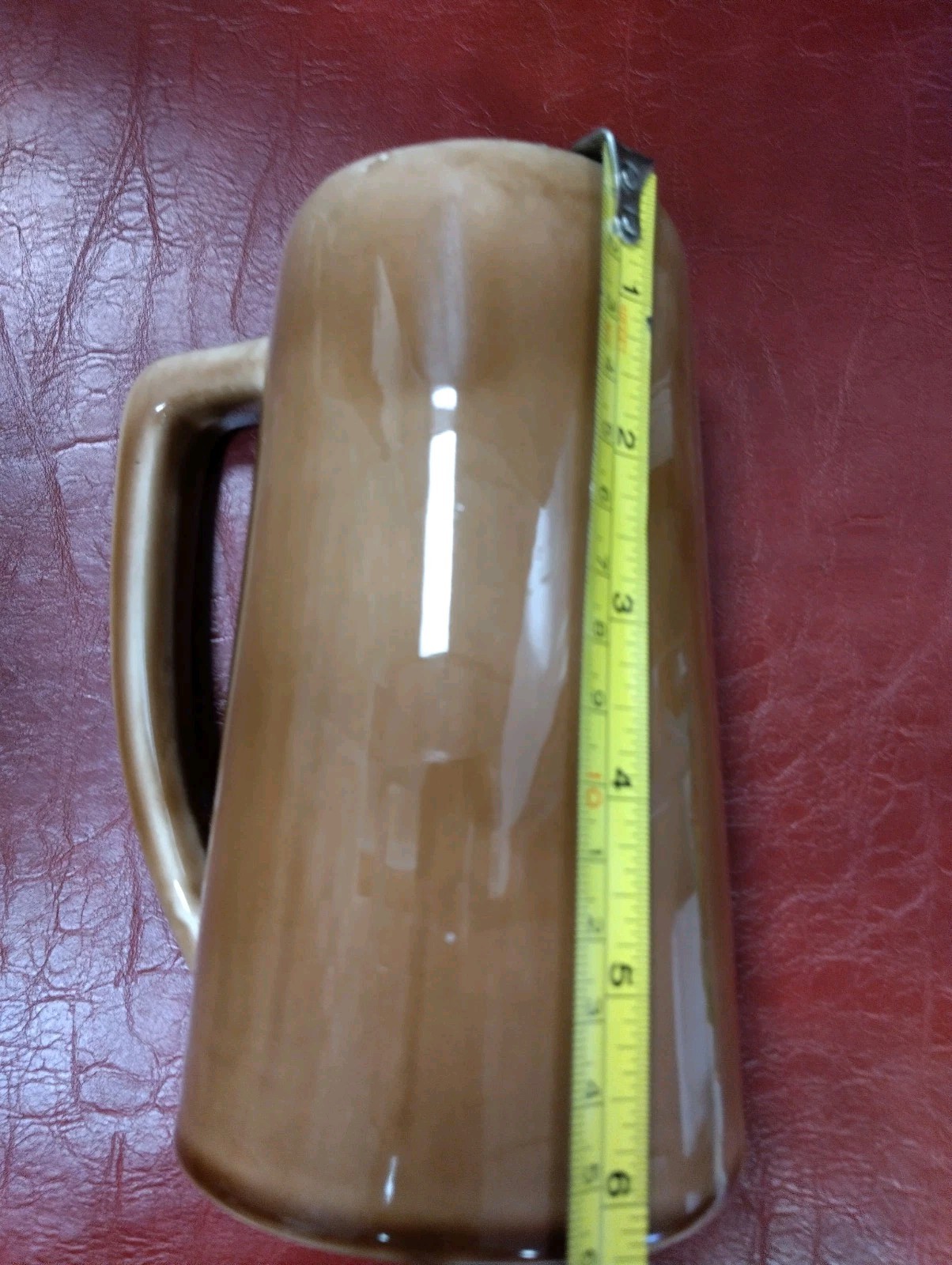 VTG Mid Century Brown Ceramic Mug USA Art Pottery White Interior 5.5