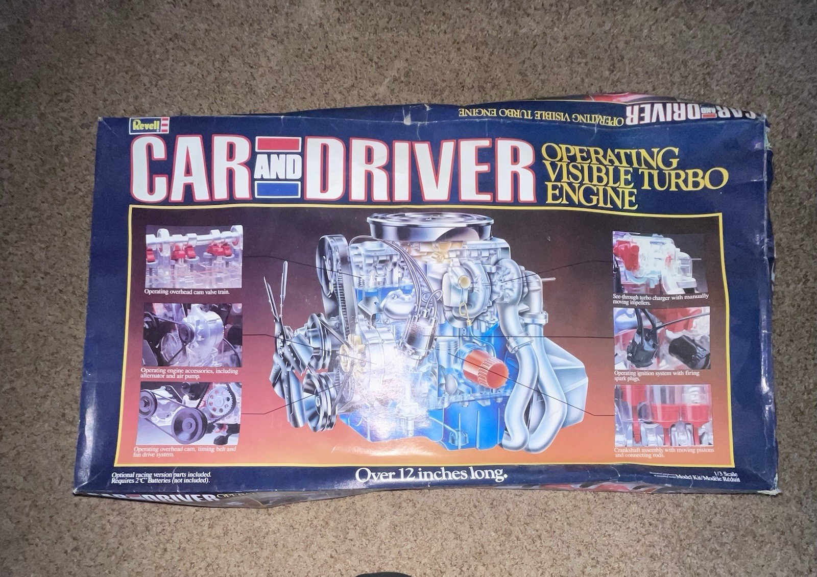 Vintage Revell Car and Driver Operating visible turbo engine 1985 USA open box