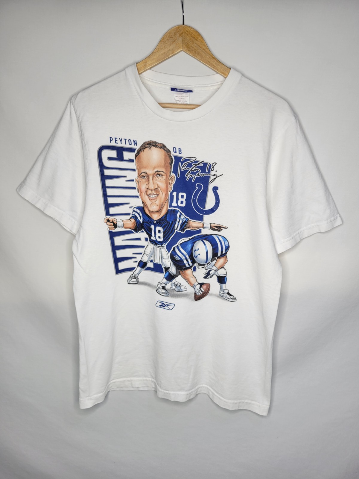 Vintage Reebok Peyton Manning Indianapolis Colts Tshirt Men's Size Medium White