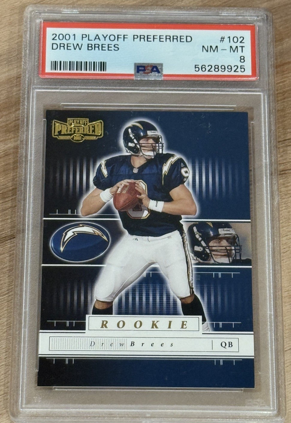 2001 Playoff Preferred Rookie /1100 Drew Brees #102 PSA 8 Rookie RC HOF