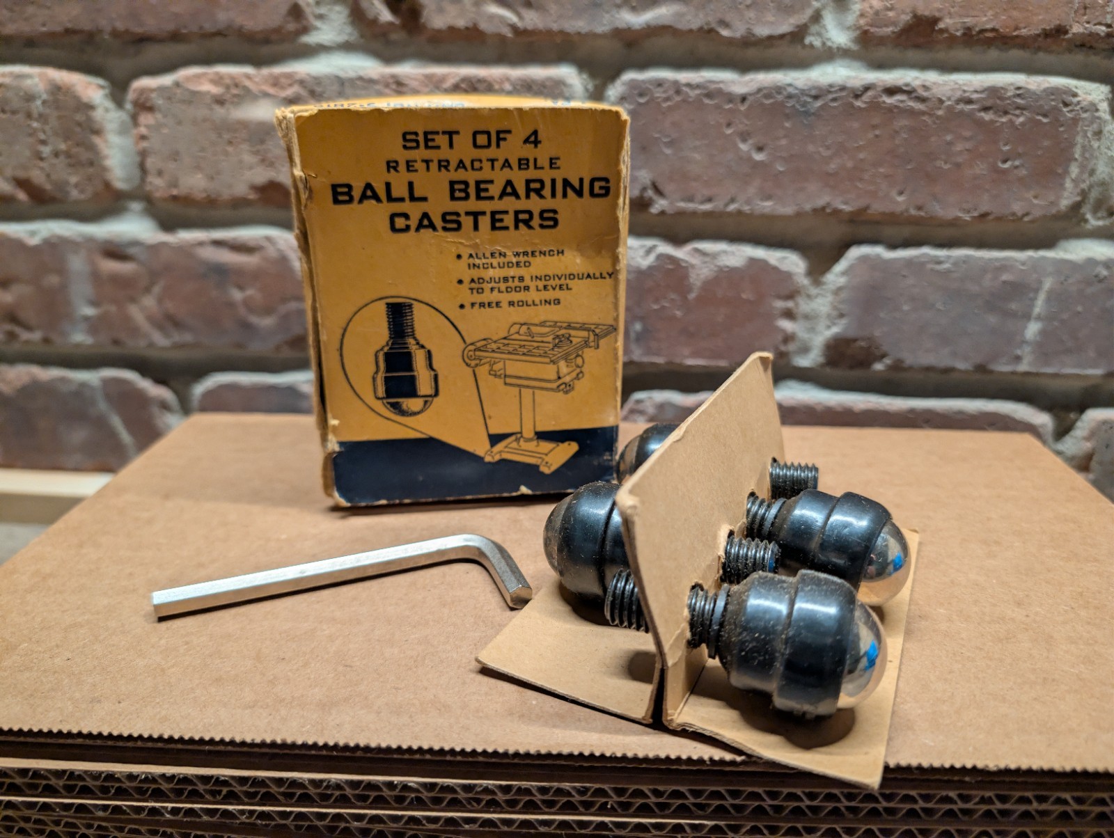 NOS Set of 4 - M12 Vintage Sears Acme Retractable Ball Bearing Casters 9-2819 