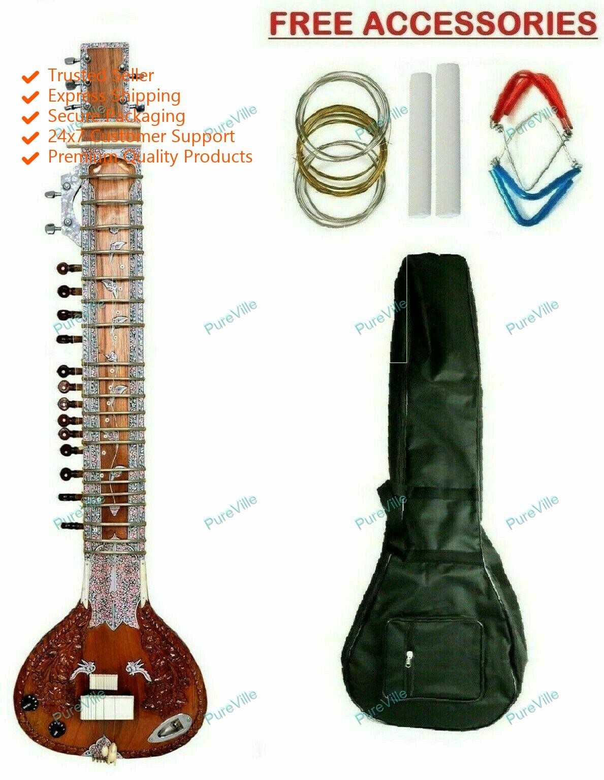 Electric Sitar Professional Indian Musical String Instrument Electric Sitar