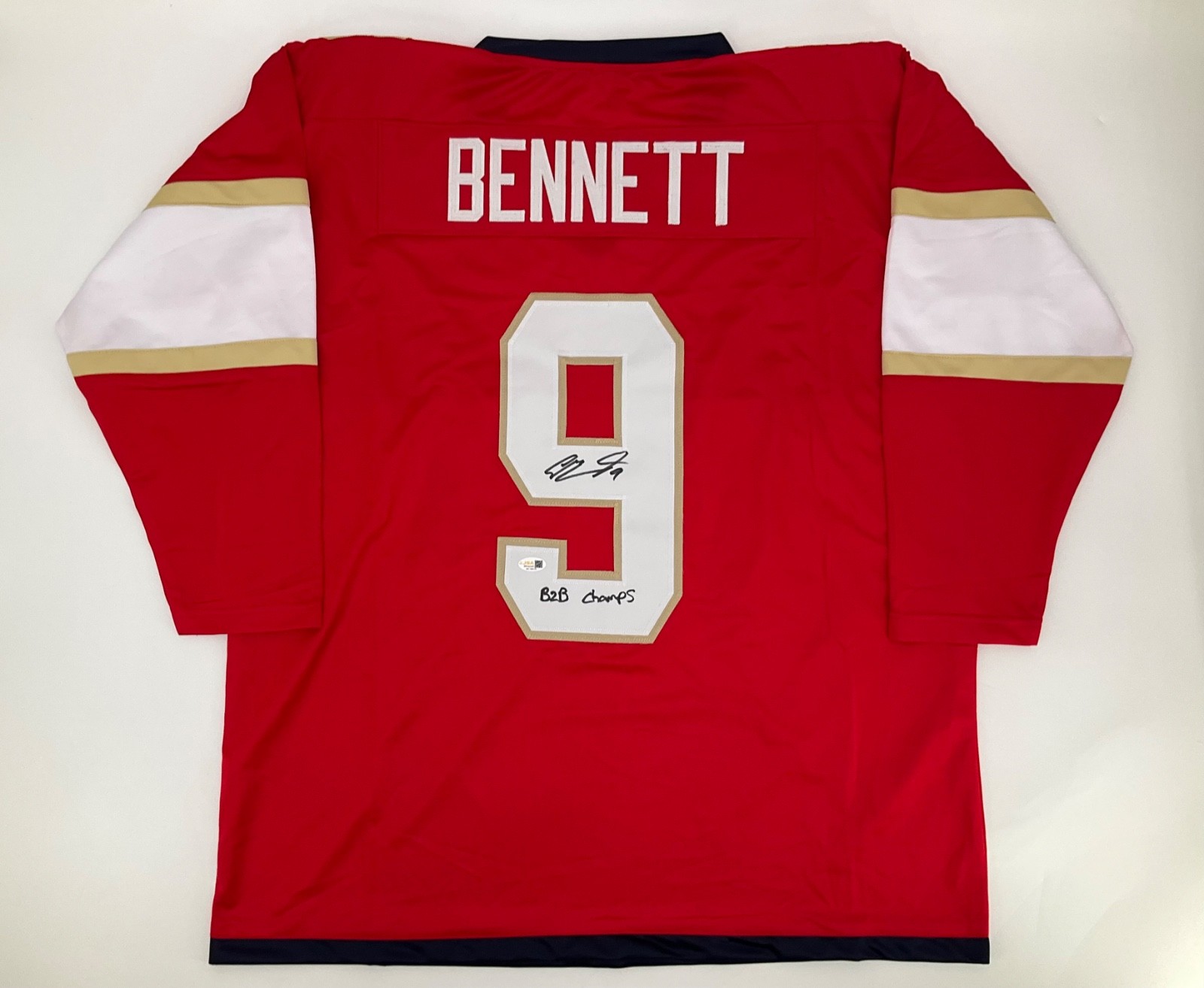 SAM BENNETT FLORIDA PANTHERS 25’ SC SIGNED CUSTOM JERSEY JSA WITNESS COA W/INSC