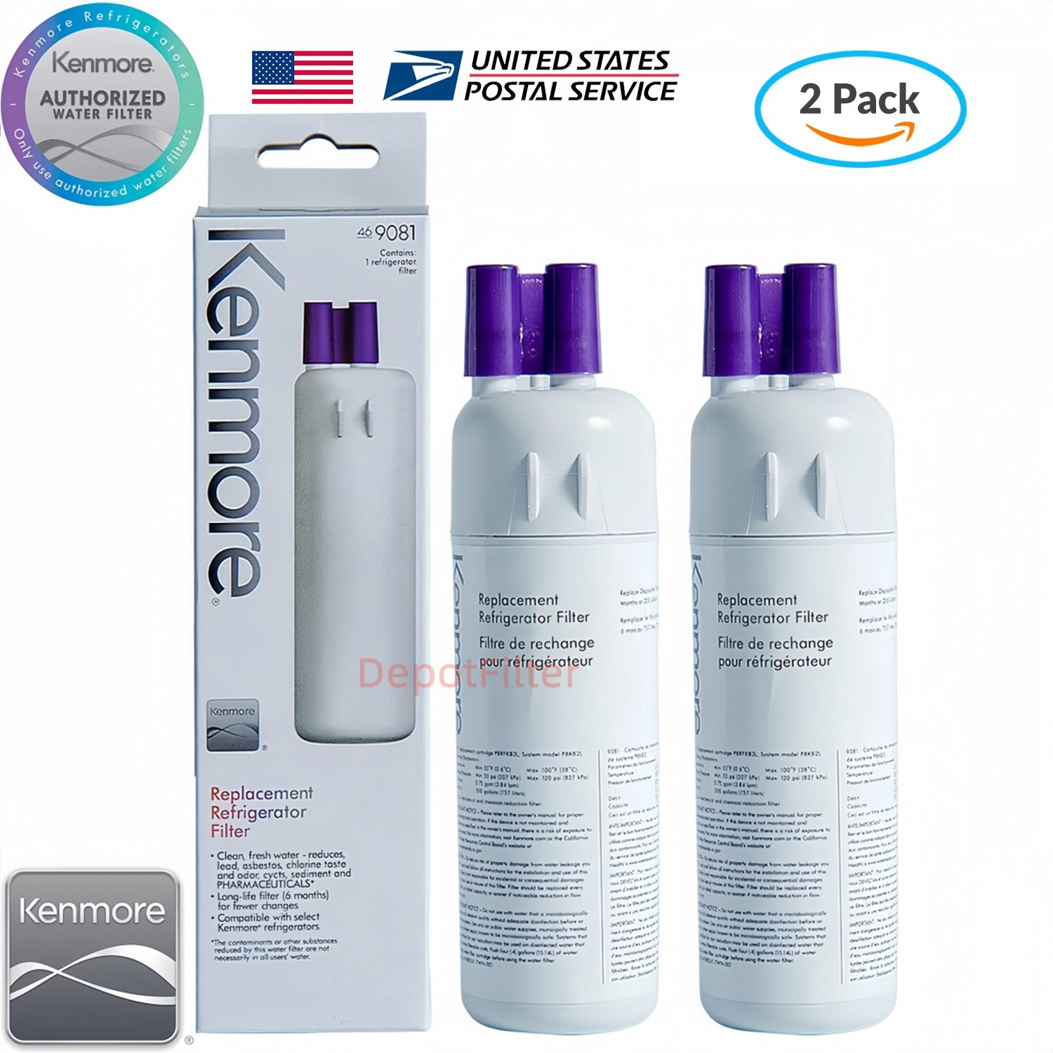 2-6 Pack Kenmore 9081 469081 46-9930 Refrigerator Fresh Ice Water Filter Sealed