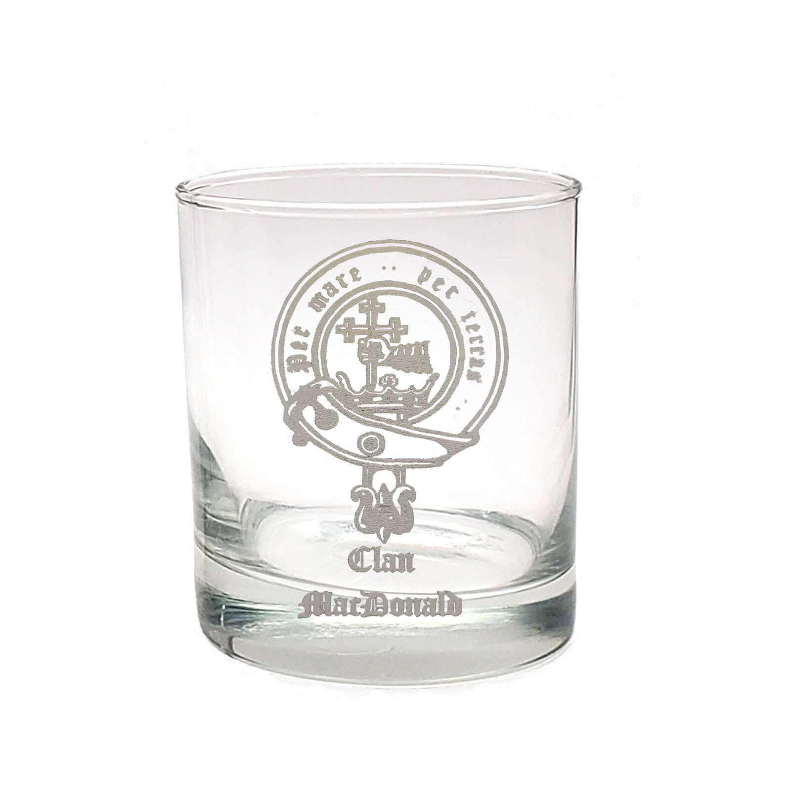 Custom Scottish Clan Crest Engraved Whiskey Glass 10 oz, Scottish Heritage
