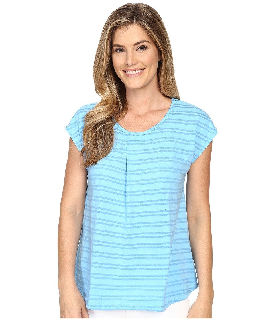 Mod-O-Doc Women\'s Tonal Tencel Stripe Shirt Over Tee Clear Water Size M Mod-O-Doc Women\'s Tonal Tencel Stripe Shirt Over Tee Clear Water Size M