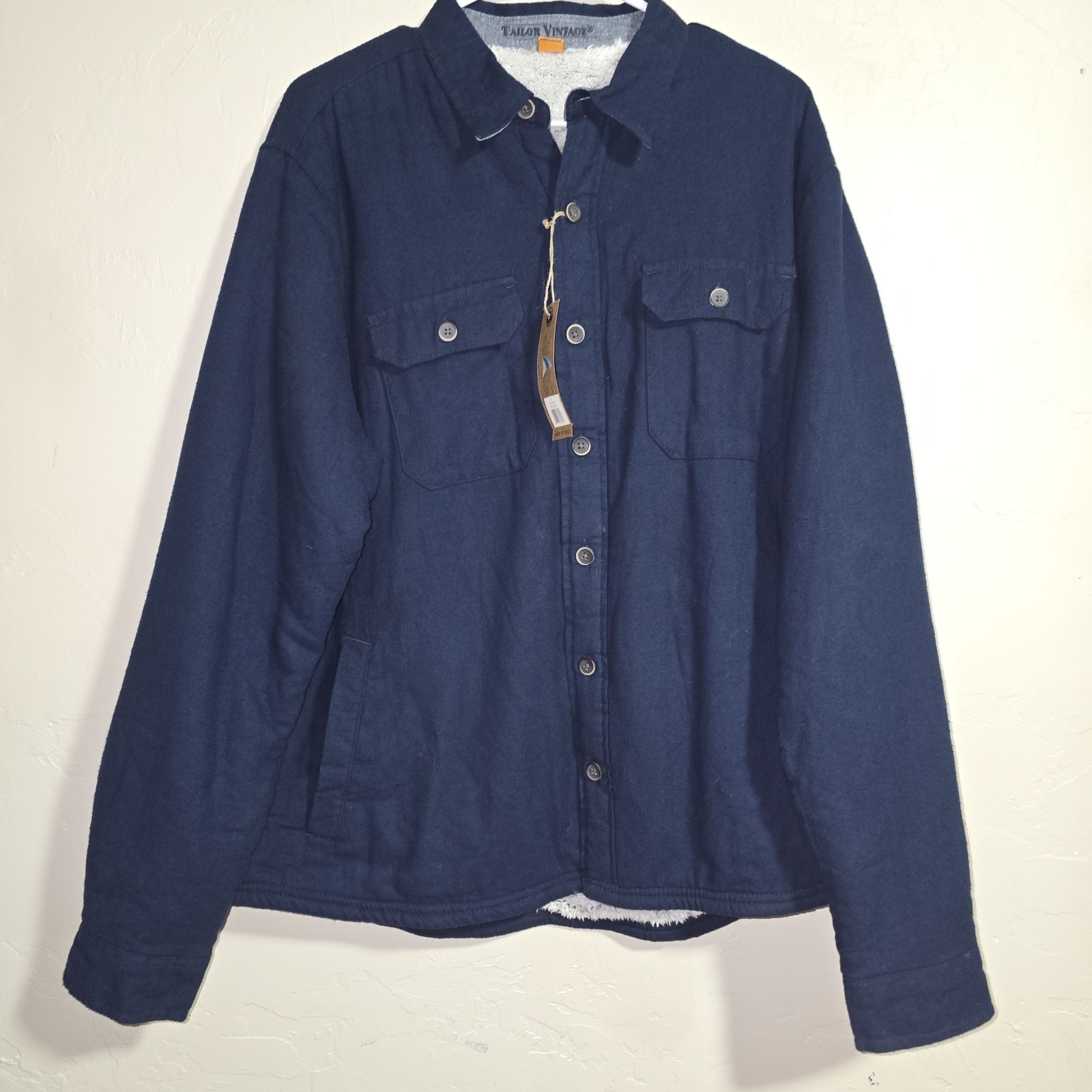 Tailor Vintage NWT Men\'s XL Shacket Sherpa Lined Navy Blue NWT $128
