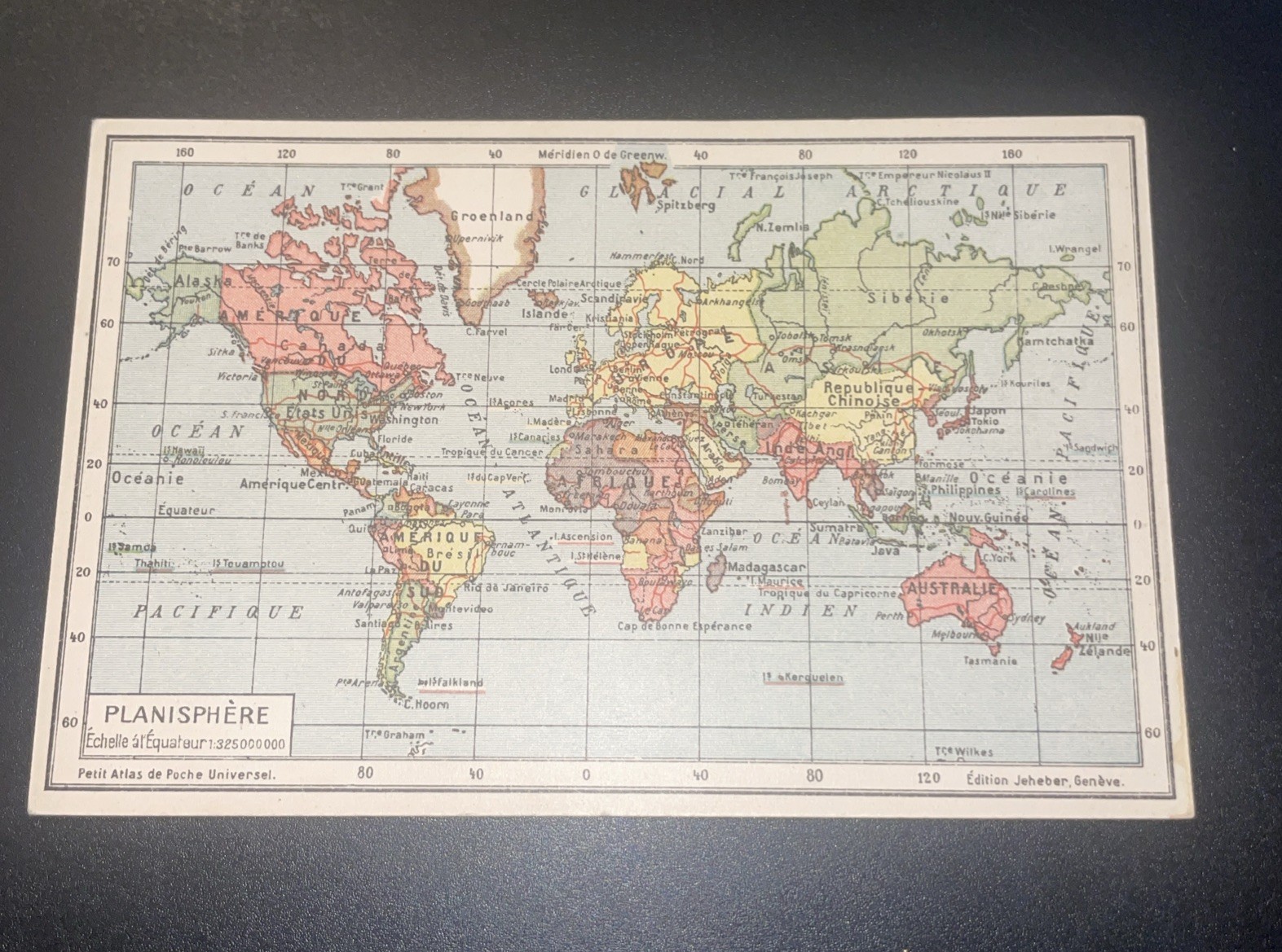 Antique Map/Population Chart of 7 Continents, Jeheber Geneva Edition