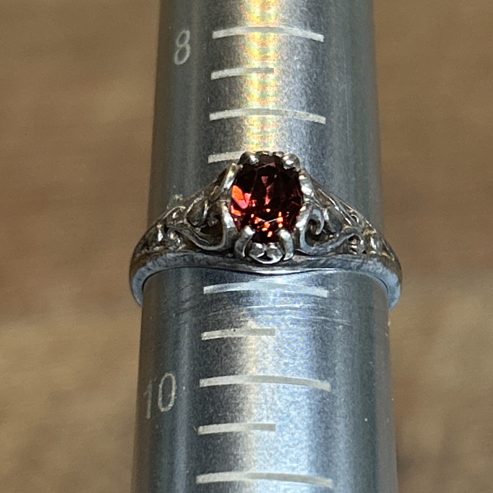 VINTAGE KABANA STERLING SILVER GARNET RING- SIZE 9