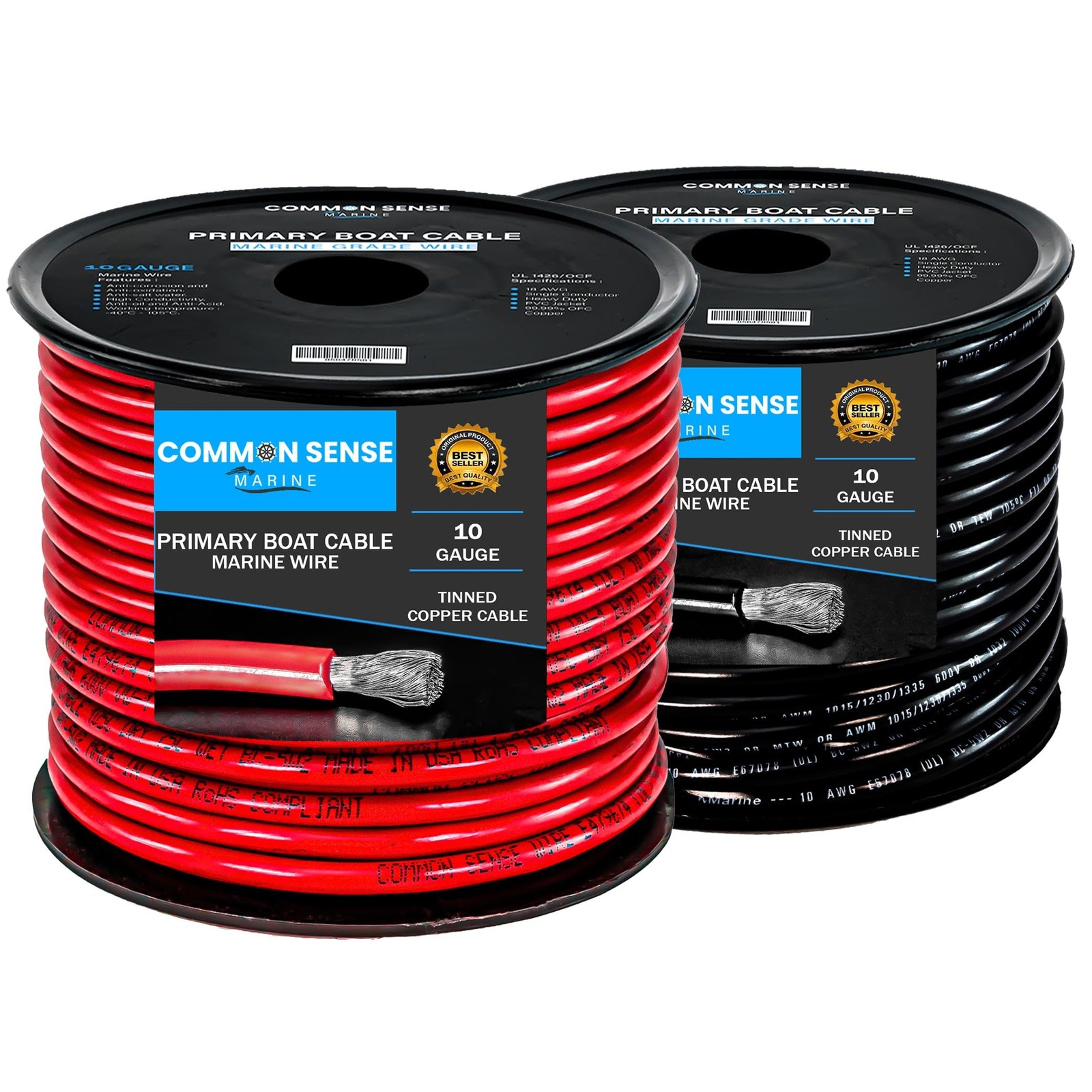 Common Sense Marine 10 Gauge Primary Boat Cable - 100 Ft Marine Grade Wire