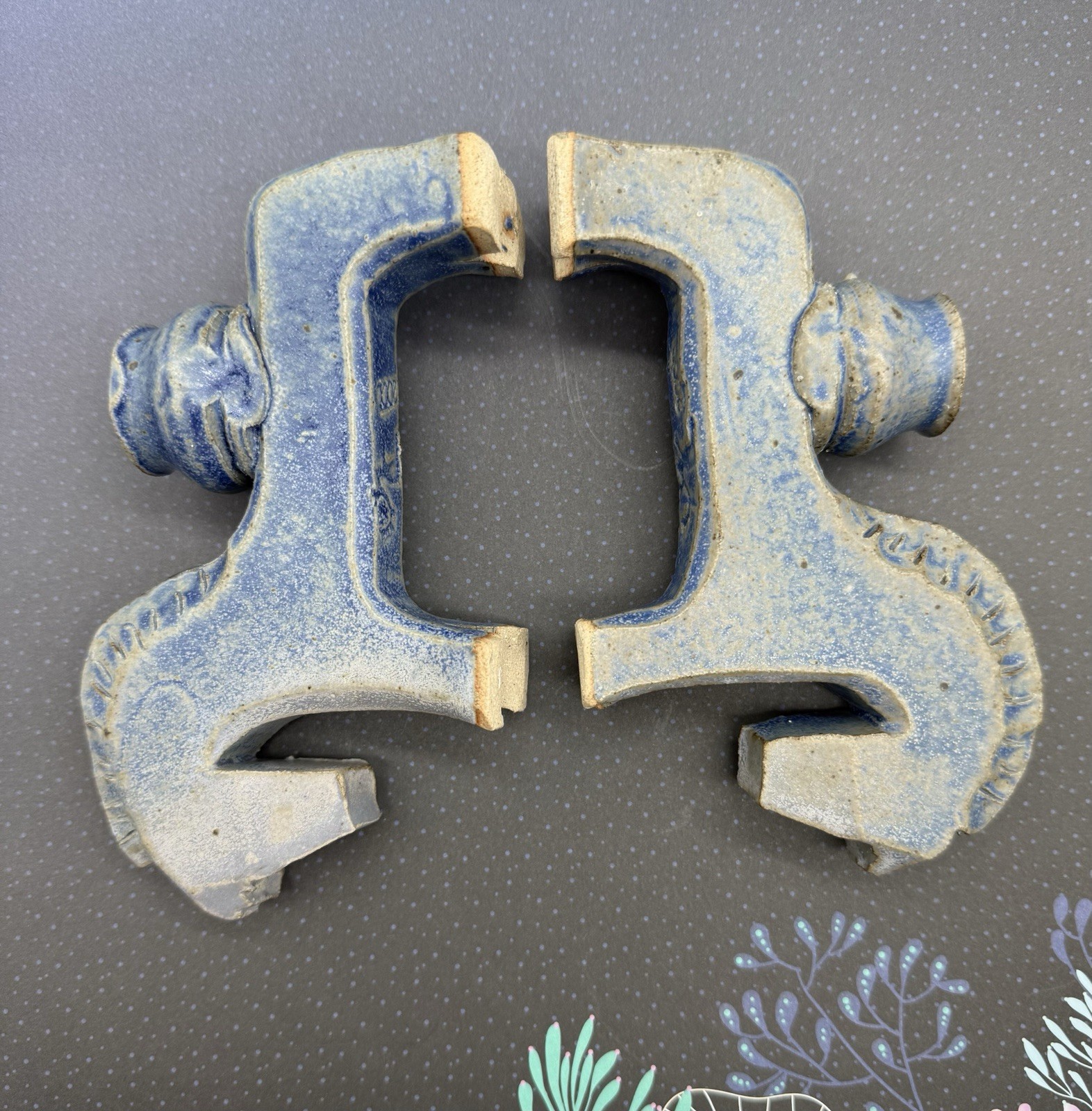 PAIR MCM Boho Tokheim Handmade Stoneware Fjord Horse Candleholder - Mint PAIR MCM Boho Tokheim Handmade Stoneware Fjord Horse Candleholder - Mint
