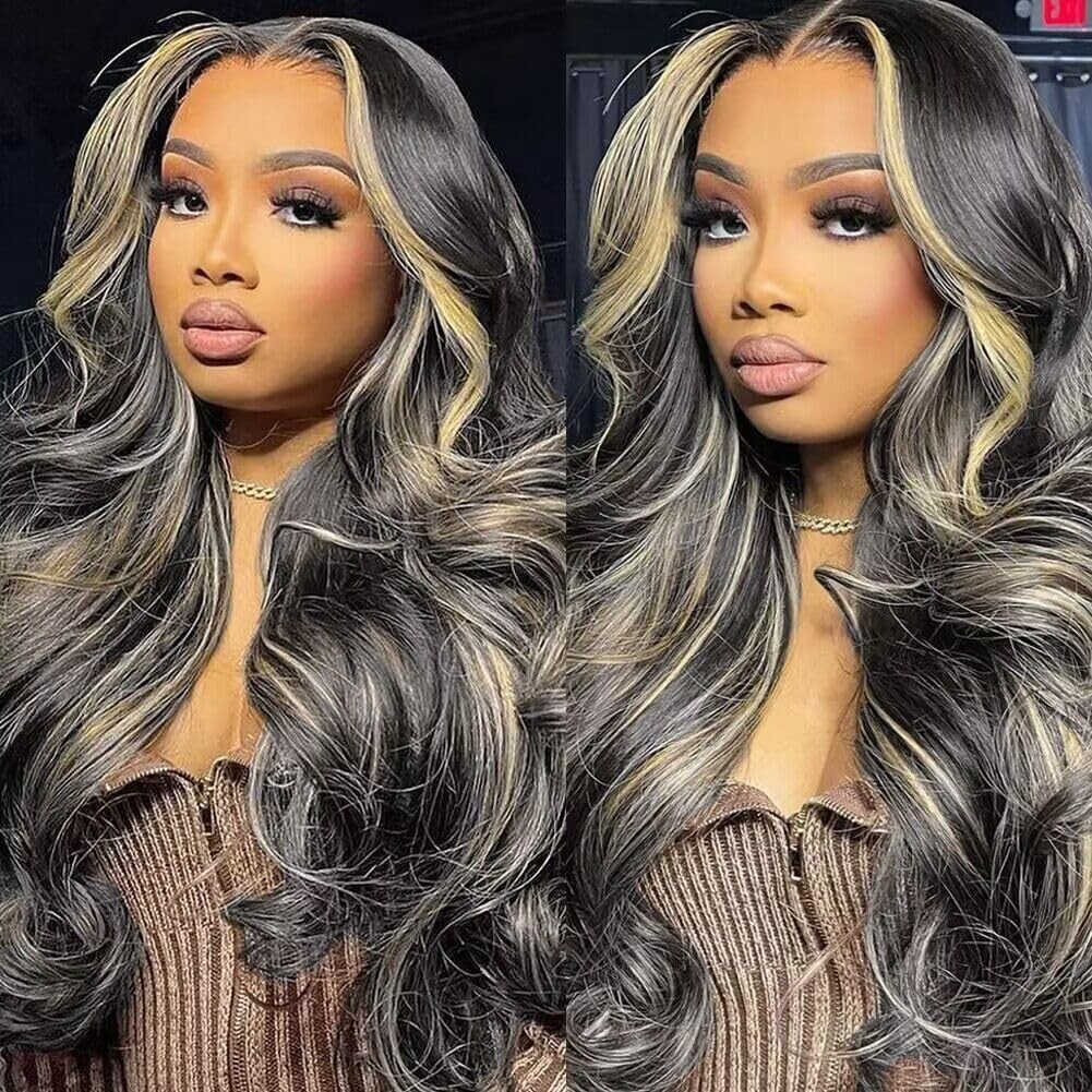 28 Inch 13x6 Balayage Highlight Lace Front Wig Human Hair 13x6 HD Lace Front ...