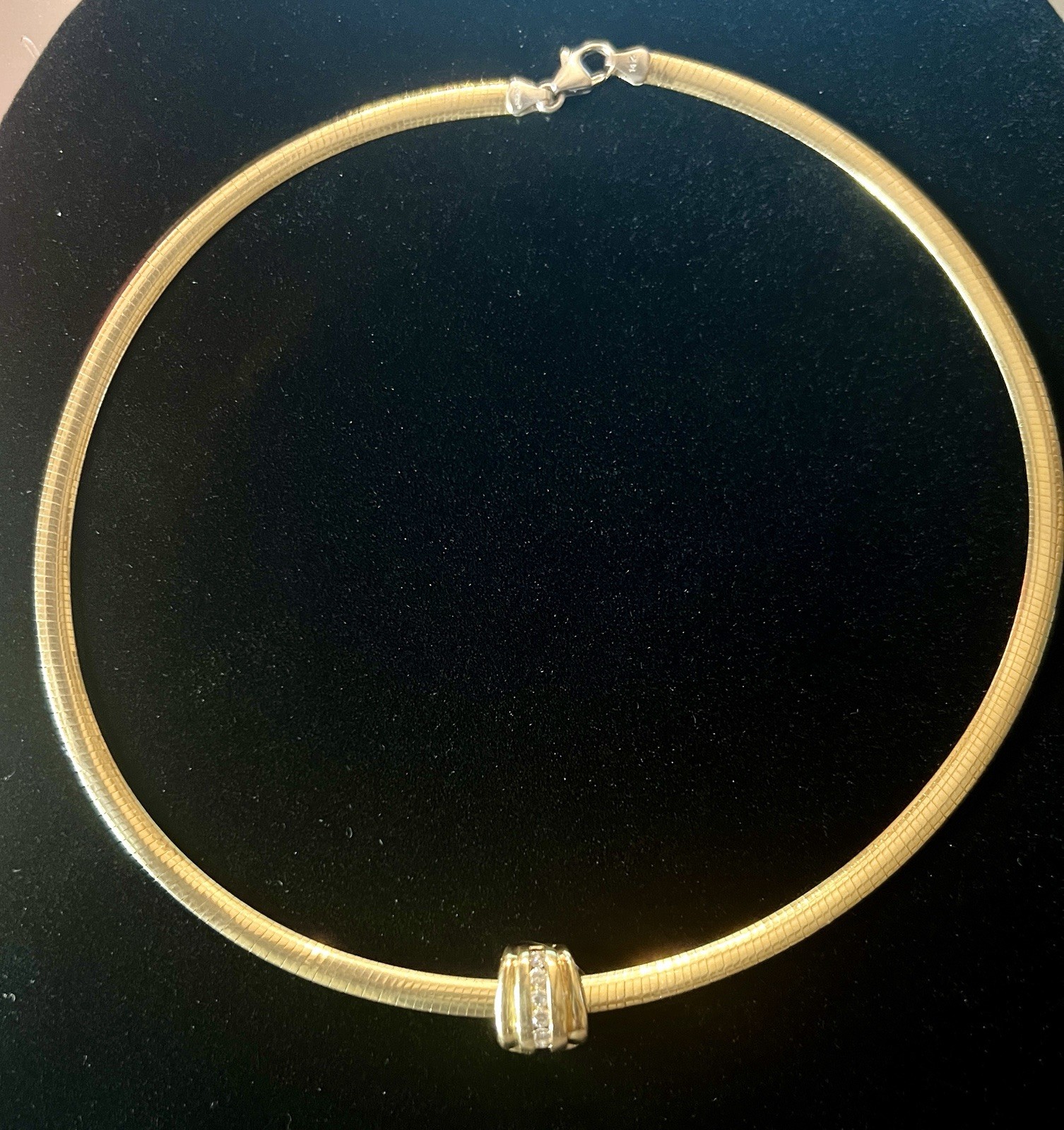 Aurafin 14k Two Tone Gold Reversible Omega Necklace  19.9gr Italy 17”