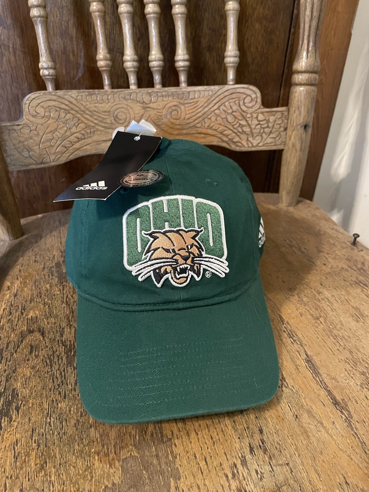 Ohio Bobcats Hat Cap Mens One Size Green NCAA Football Adidas Strap Back