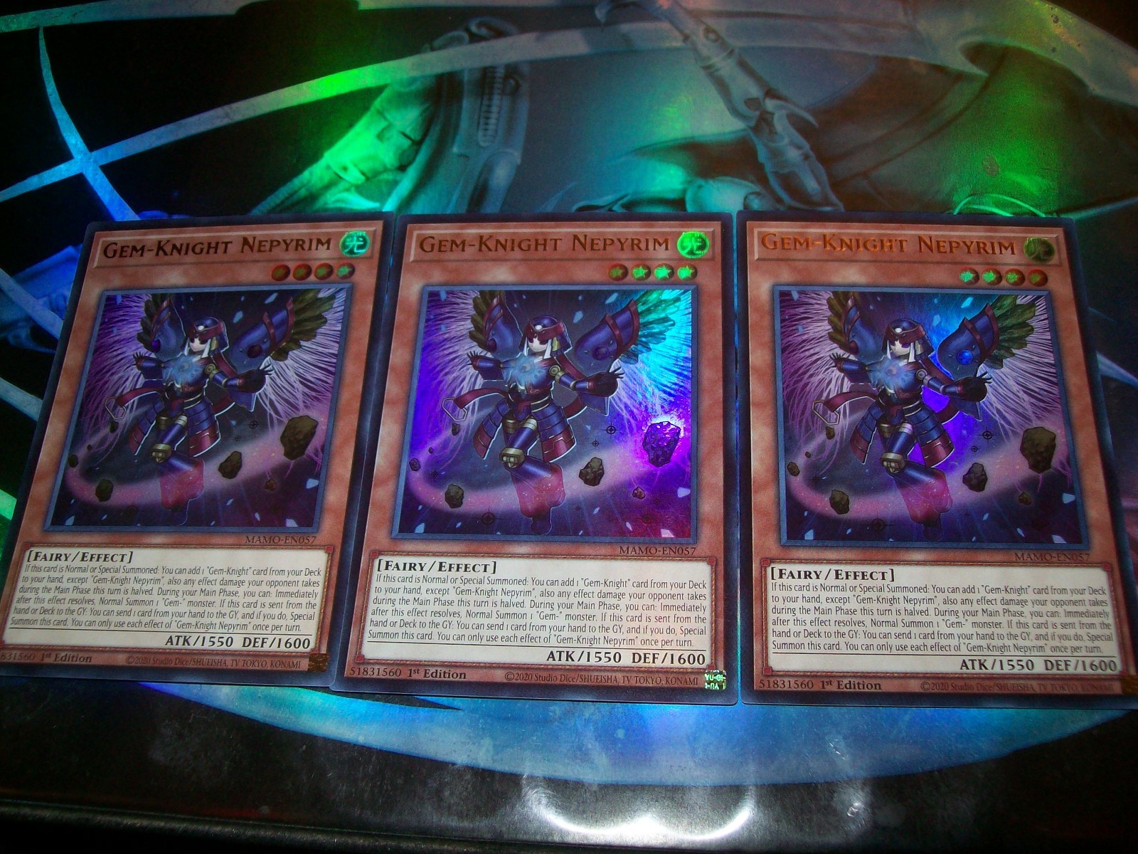3x Gem-Knight Nepyrim 1st Edition Ultra Rare MAMO-EN057 Yu-Gi-Oh 3x Gem-Knight Nepyrim 1st Edition Ultra Rare MAMO-EN057 Yu-Gi-Oh