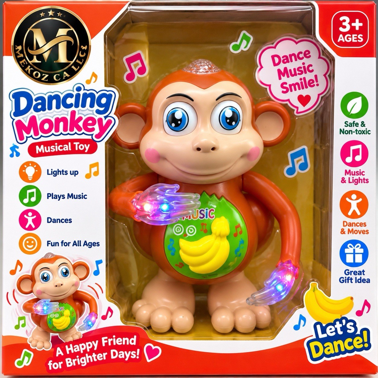 Dancing Monkey Toy with Music Left Right Motion Battery Operated Baby Toy