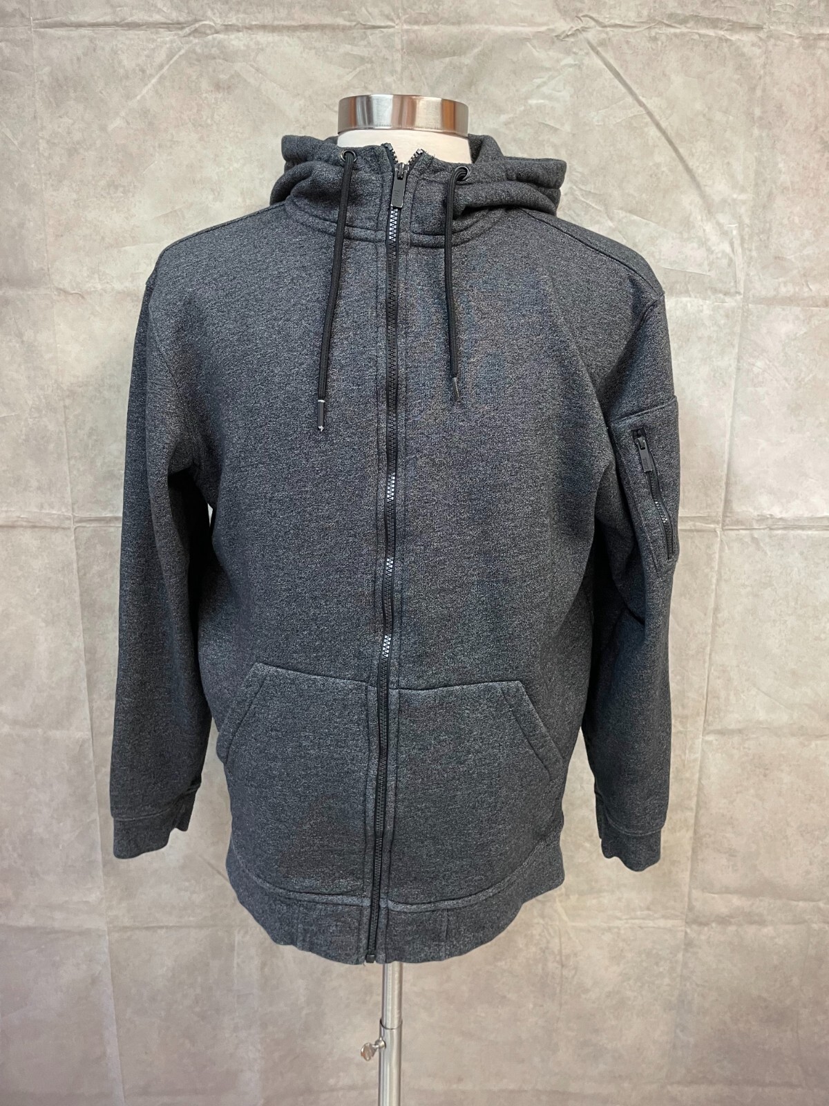 CSG. Men\'s Gray Speckled Zipper Front Hooded Jacket Size L Large