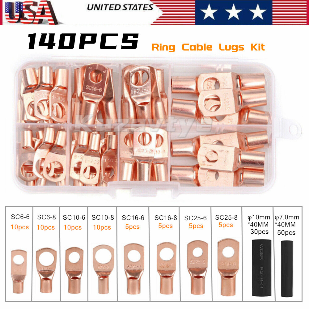 140/280PCS Cable Crimping Tool Car Copper Ring Lugs Kit Terminals Crimper Plier