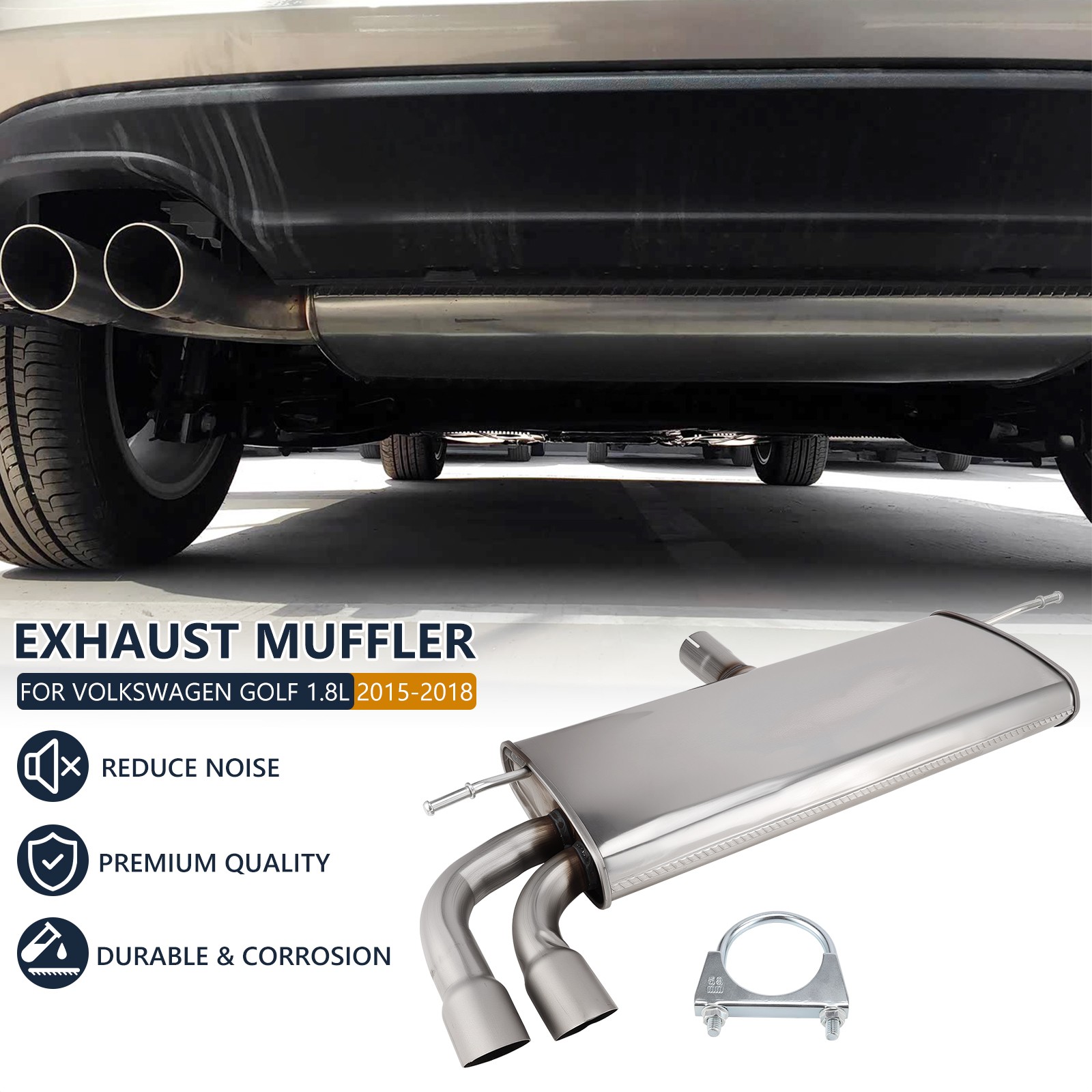 Rear Muffler Stainless Steel For Golf 1.8L 2015 2016 2017 2018  US