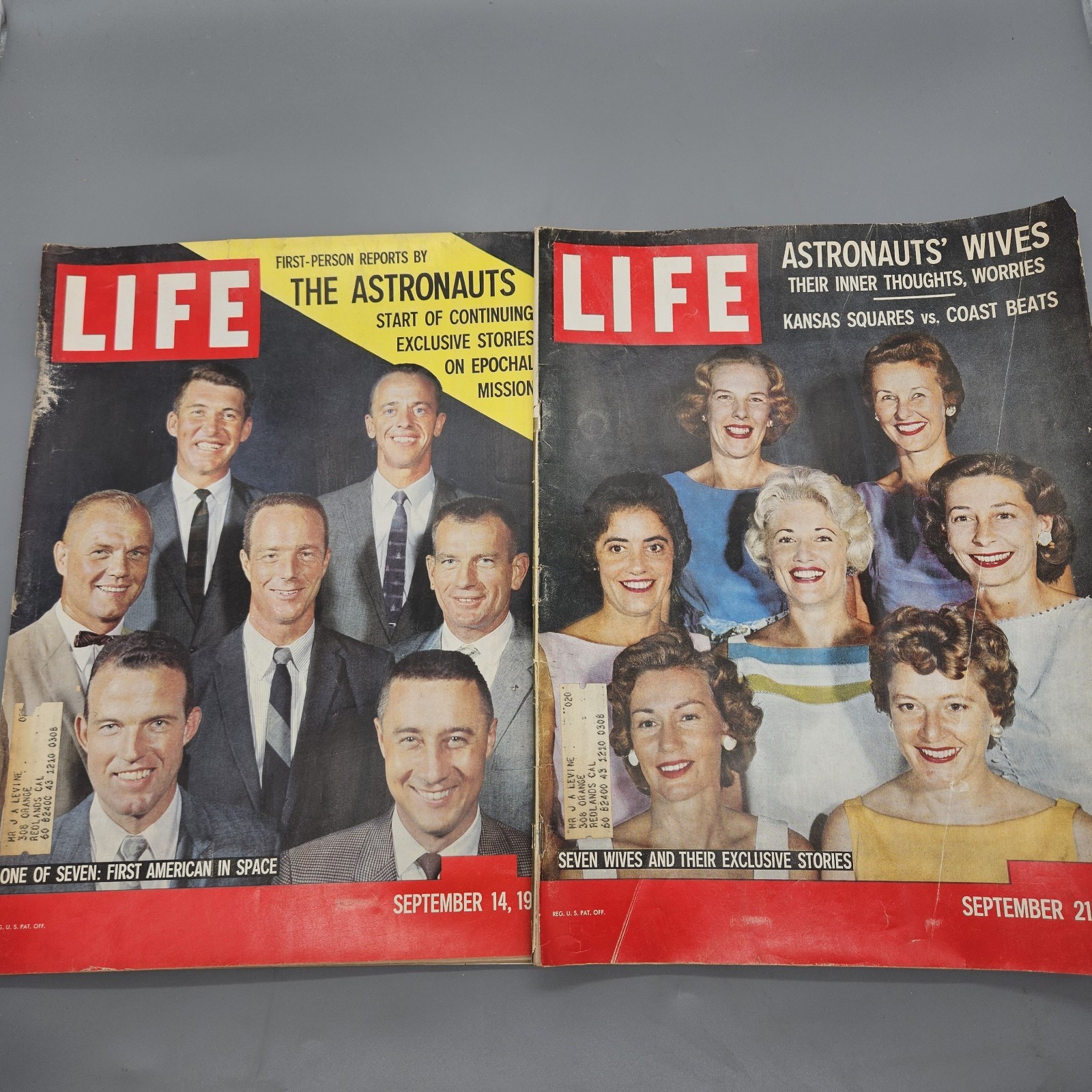 Lot Of 2 Life Magazines September 14 & 21 1959 Mercury 7 ASTRONAUTS & Wives