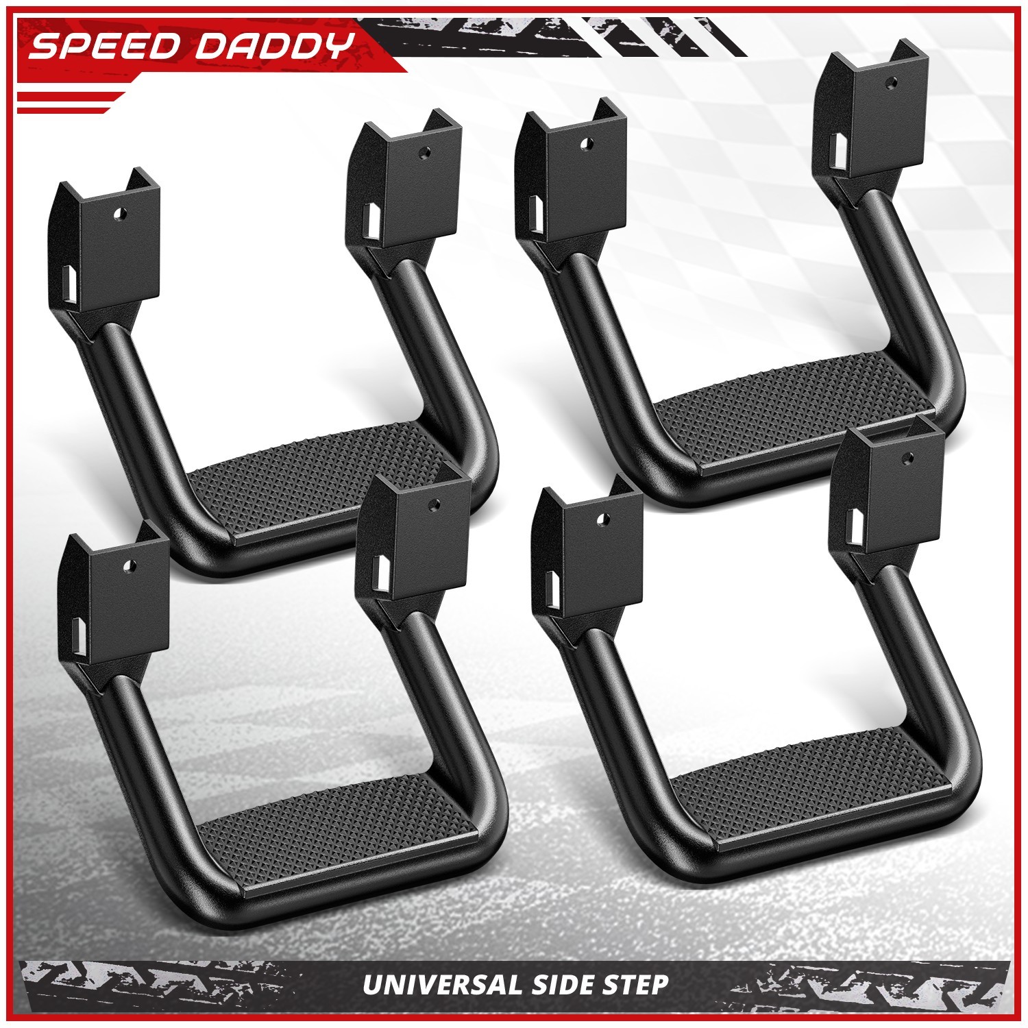 [4Pcs] Aluminum Side Steps for Chevy GMC Dodge Ford Pickup Trucks SUVs Black