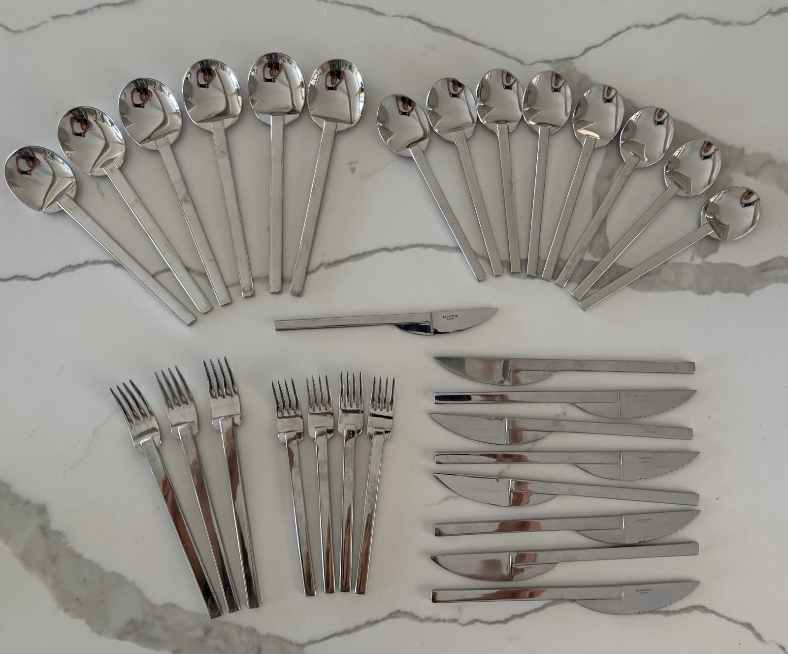 Boda Nova STOCKHOLM Set Of 30 Pieces Korea 18-8 MCM Stainless Steel Flatware