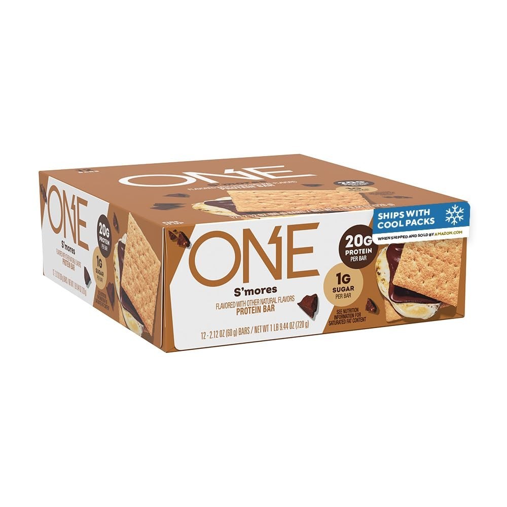 ONE Protein Bars, Smores, Gluten Free with 20g Protein and 1g Sugar 12 pack ONE Protein Bars, Smores, Gluten Free with 20g Protein and 1g Sugar 12 pack