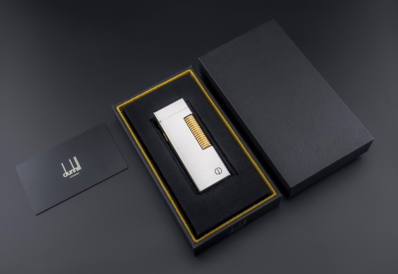 Dunhill Rollagas Lighter Silver & Gold with Mirror Finish - Excellent Condition