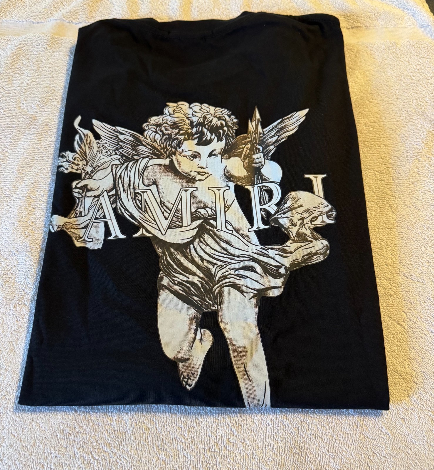 AMIRI Men’s XL BLack Cherub Short Sleeve Cotton Tee Shirt
