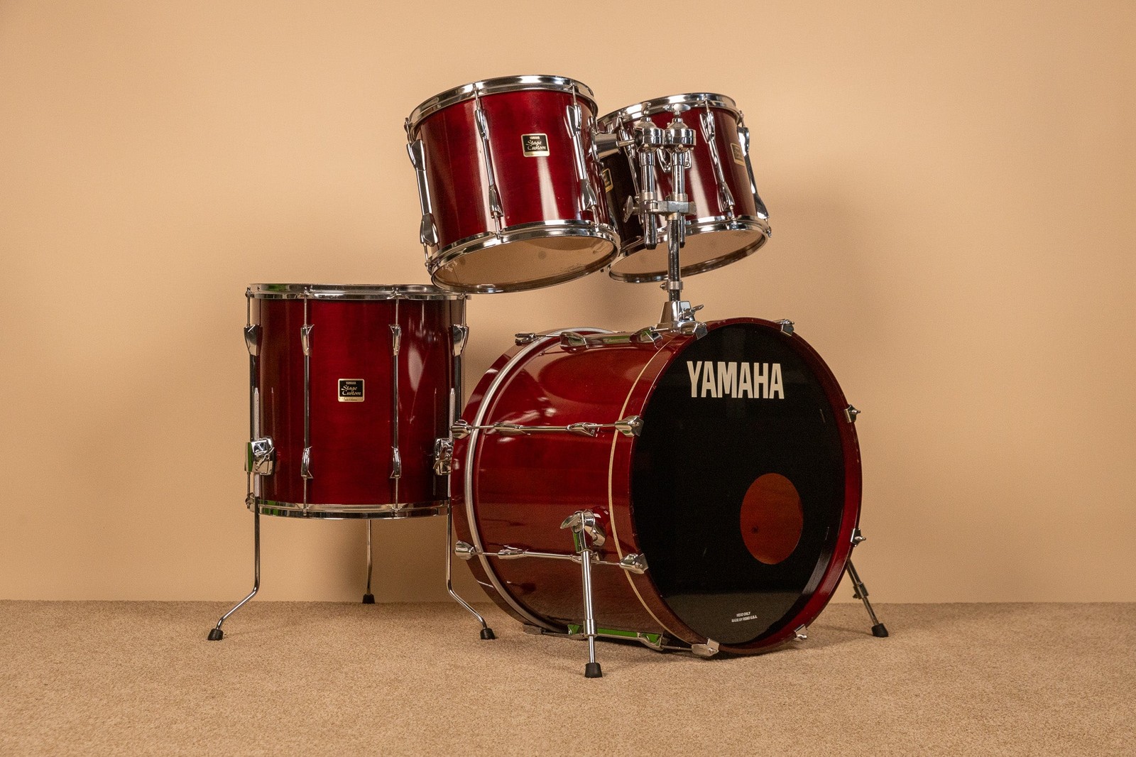 1990s Yamaha Stage Custom Cranberry Red Drum Set