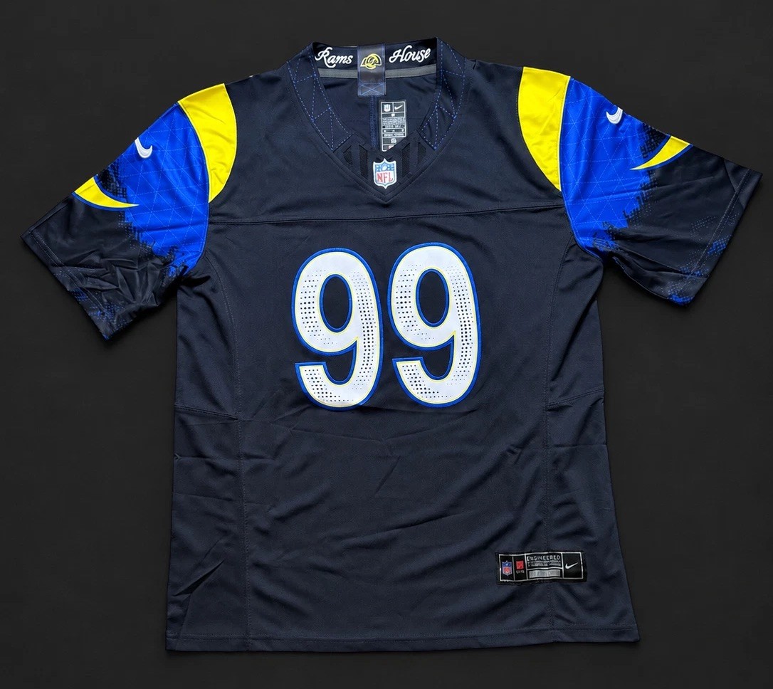 Los Angeles Rams Aaron Donald #99 Alternate Mens Jersey Blue Yellow Football NFL