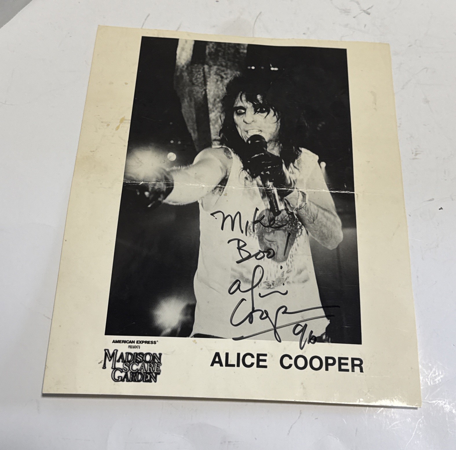 Alice Cooper Autographed 8x10 Publicity Photo- Madison Scare Garden Alice Cooper Autographed 8x10 Publicity Photo- Madison Scare Garden