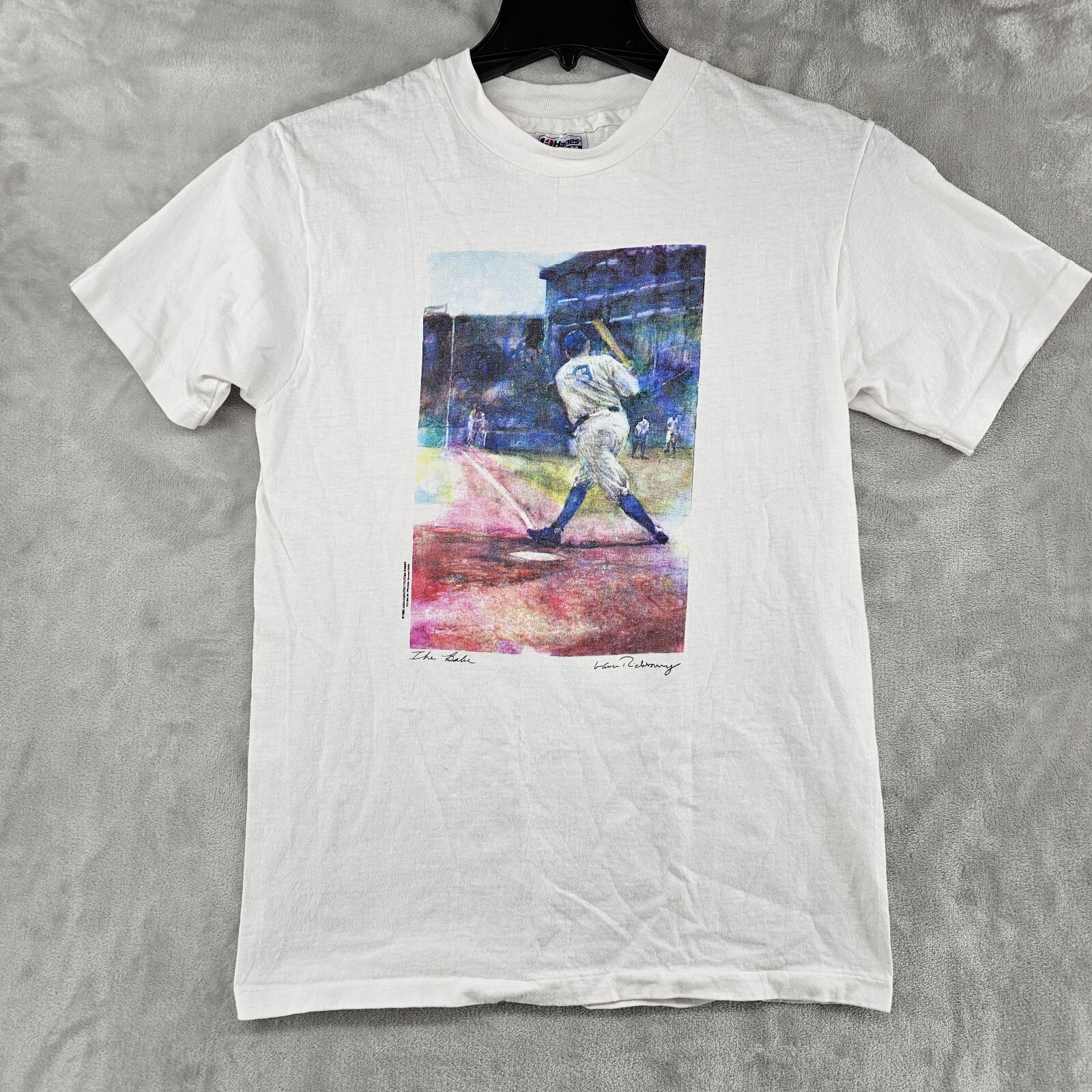 Vintage 1990 The Babe Ruth Art USA Made T-shirt Mens Medium Hanes Beefy-T