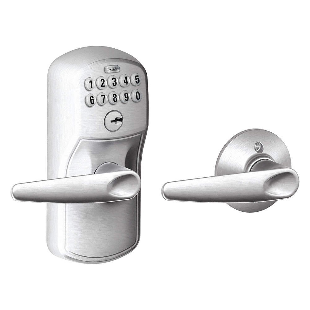 SCHLAGE RESIDENTIAL FE575 PLY626JAZ Electronic Lock,Lever,Satin Chrome 457G11